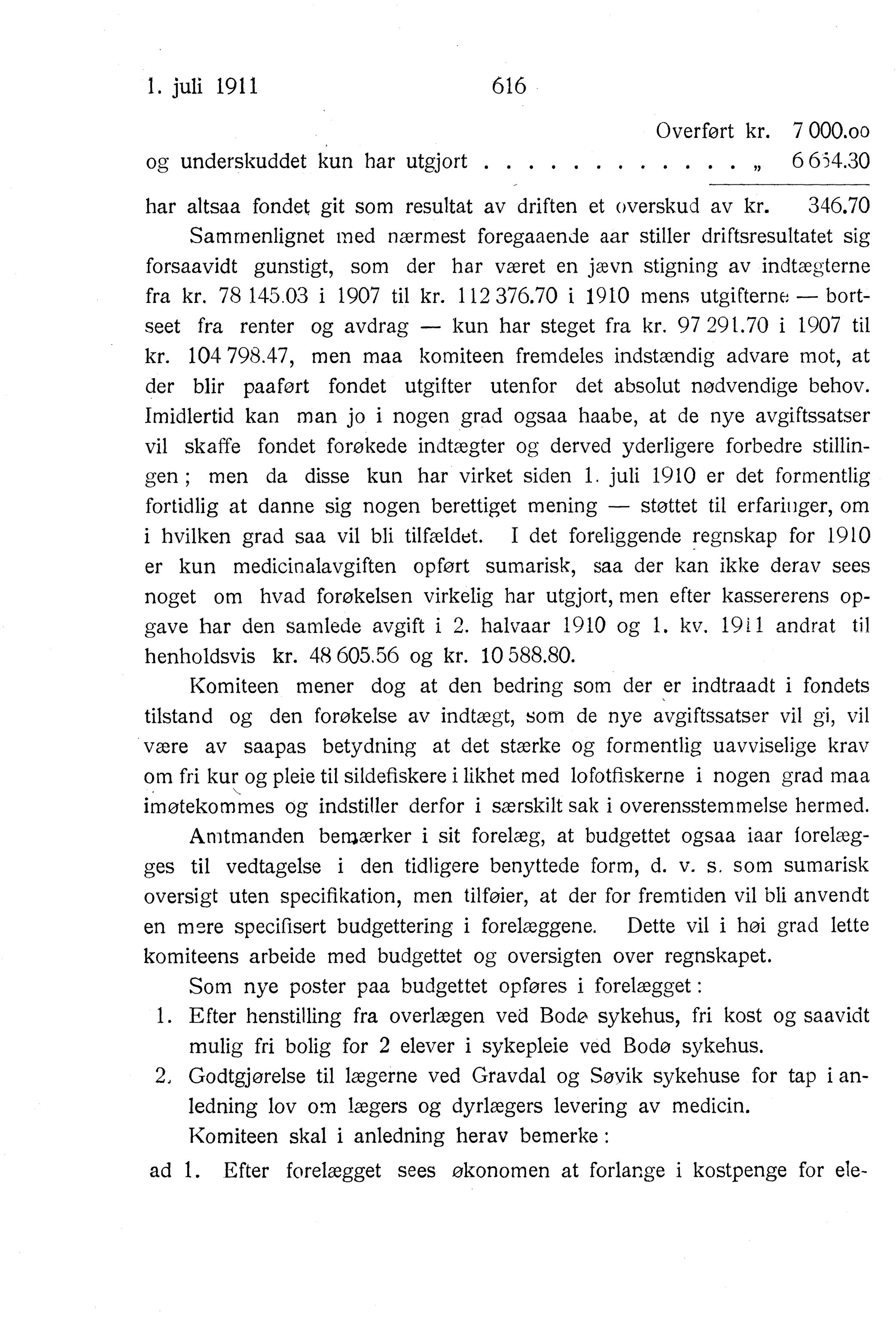 Nordland Fylkeskommune. Fylkestinget, AIN/NFK-17/176/A/Ac/L0034: Fylkestingsforhandlinger 1911, 1911