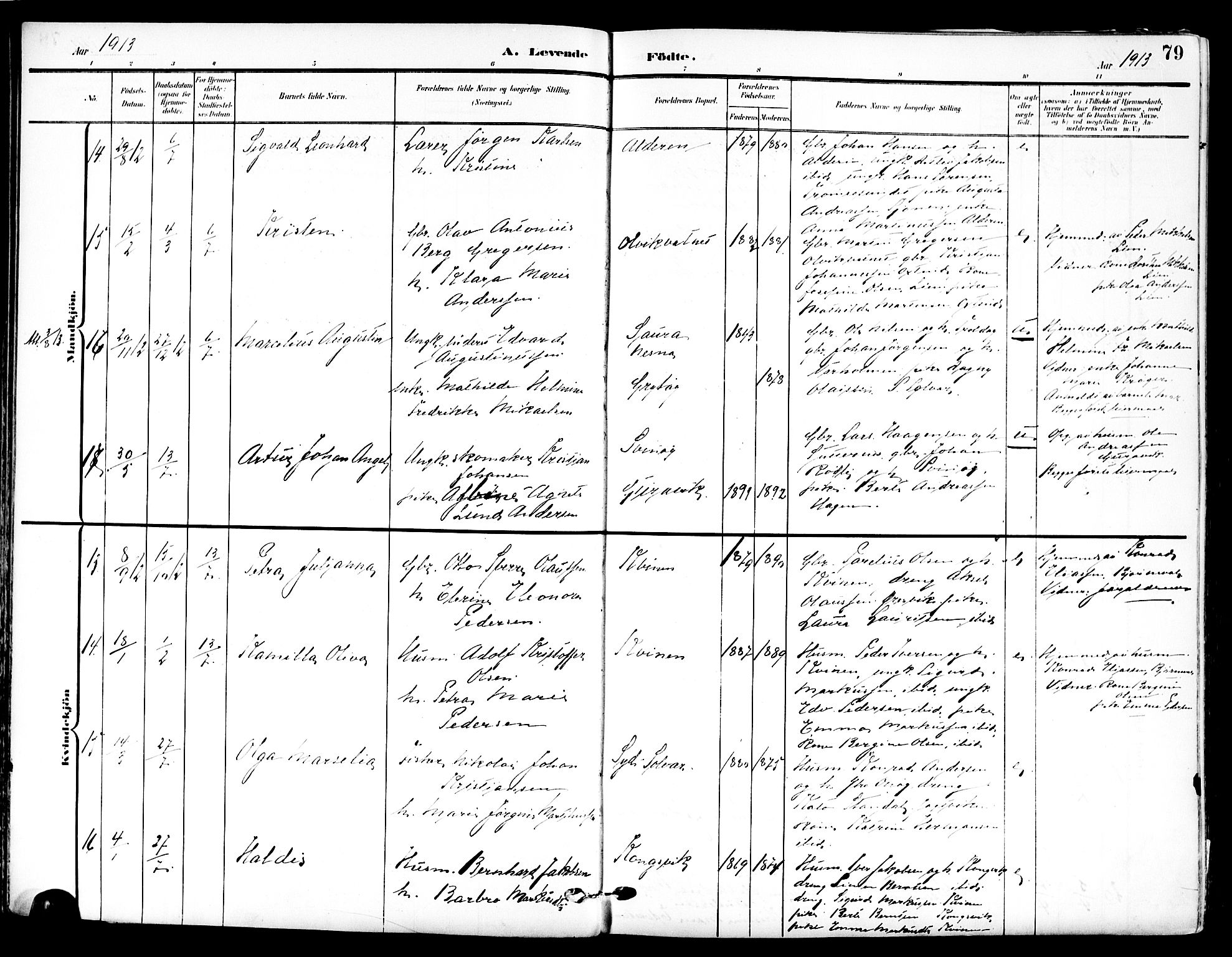 Ministerialprotokoller, klokkerbøker og fødselsregistre - Nordland, AV/SAT-A-1459/839/L0569: Parish register (official) no. 839A06, 1903-1922, p. 79