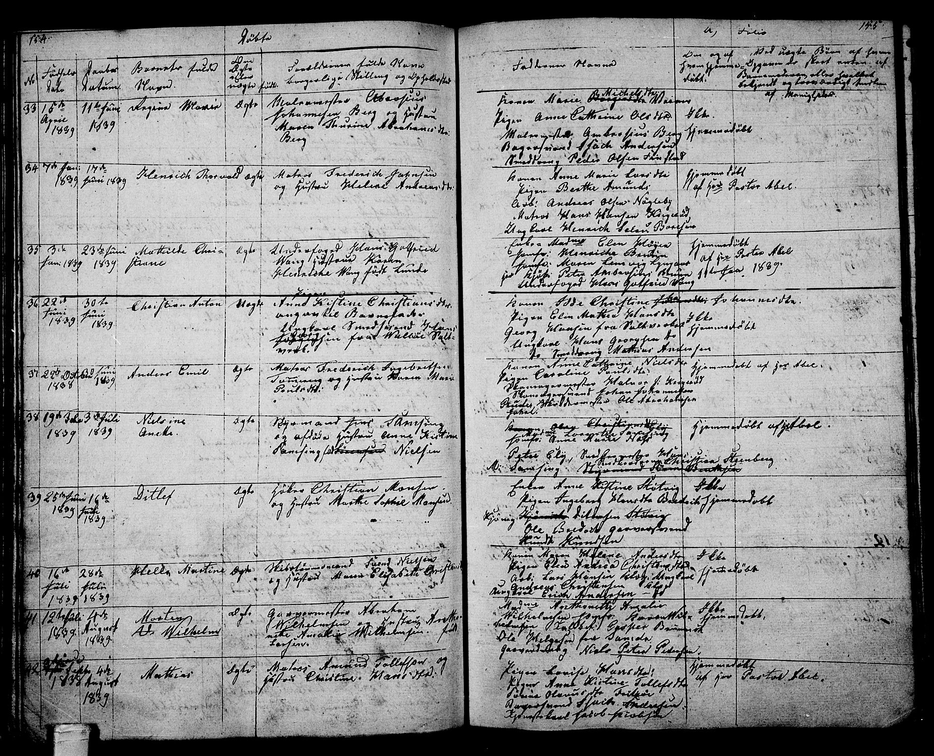 Tønsberg kirkebøker, AV/SAKO-A-330/G/Ga/L0002: Parish register (copy) no. 2, 1827-1854, p. 154-155