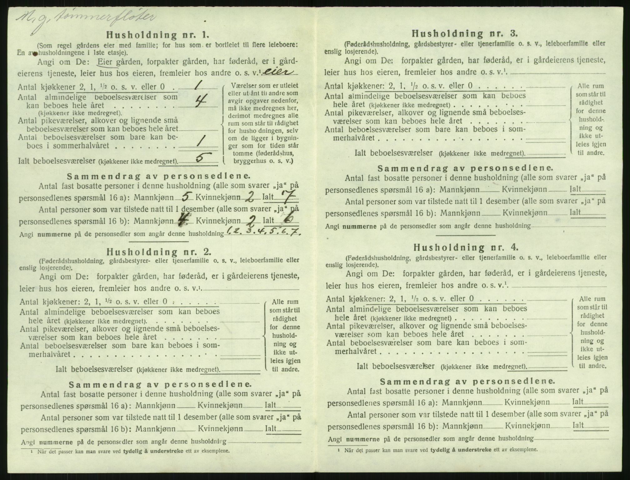 SAK, 1920 census for Holt, 1920, p. 1431