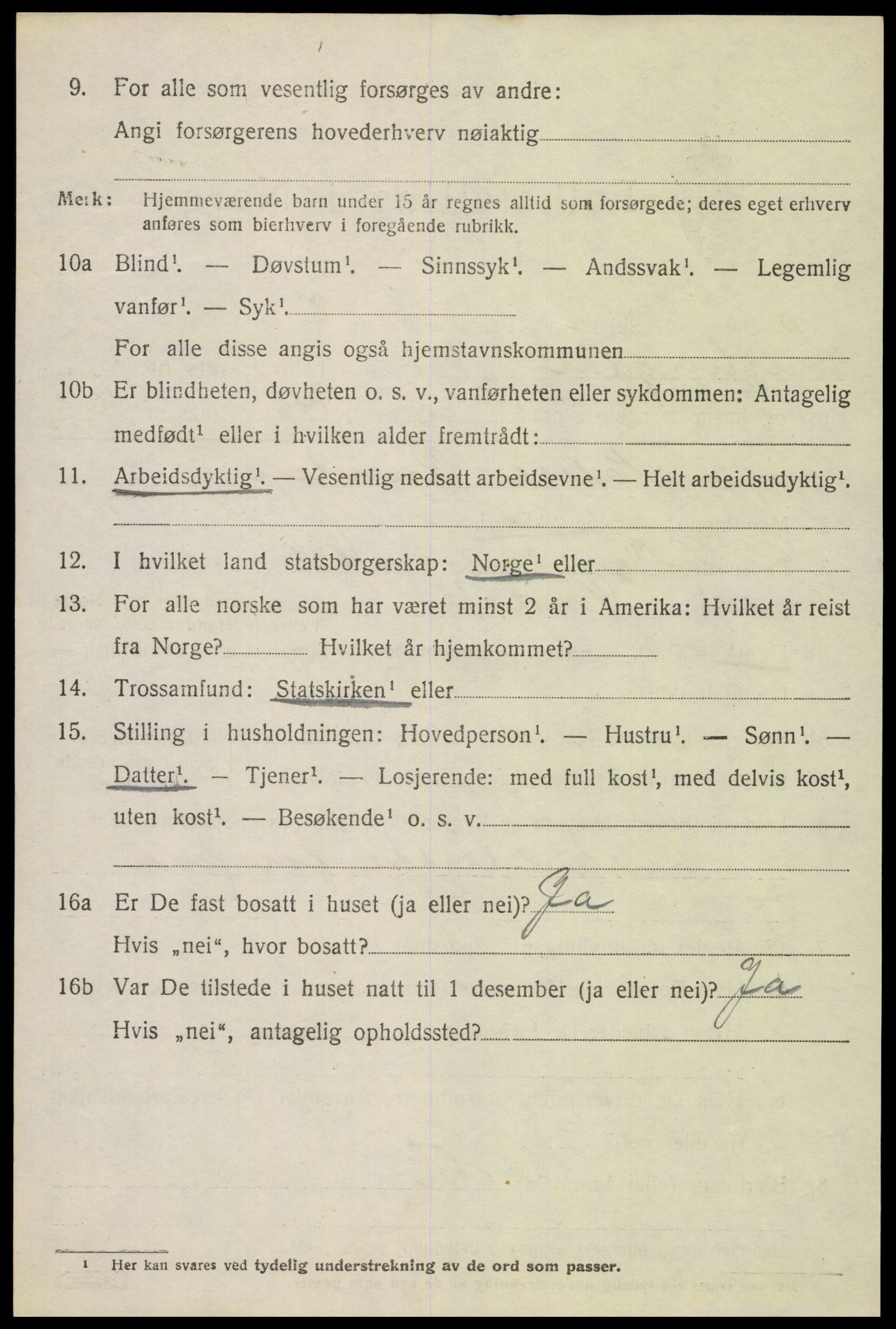 SAH, 1920 census for Snertingdal, 1920, p. 4698