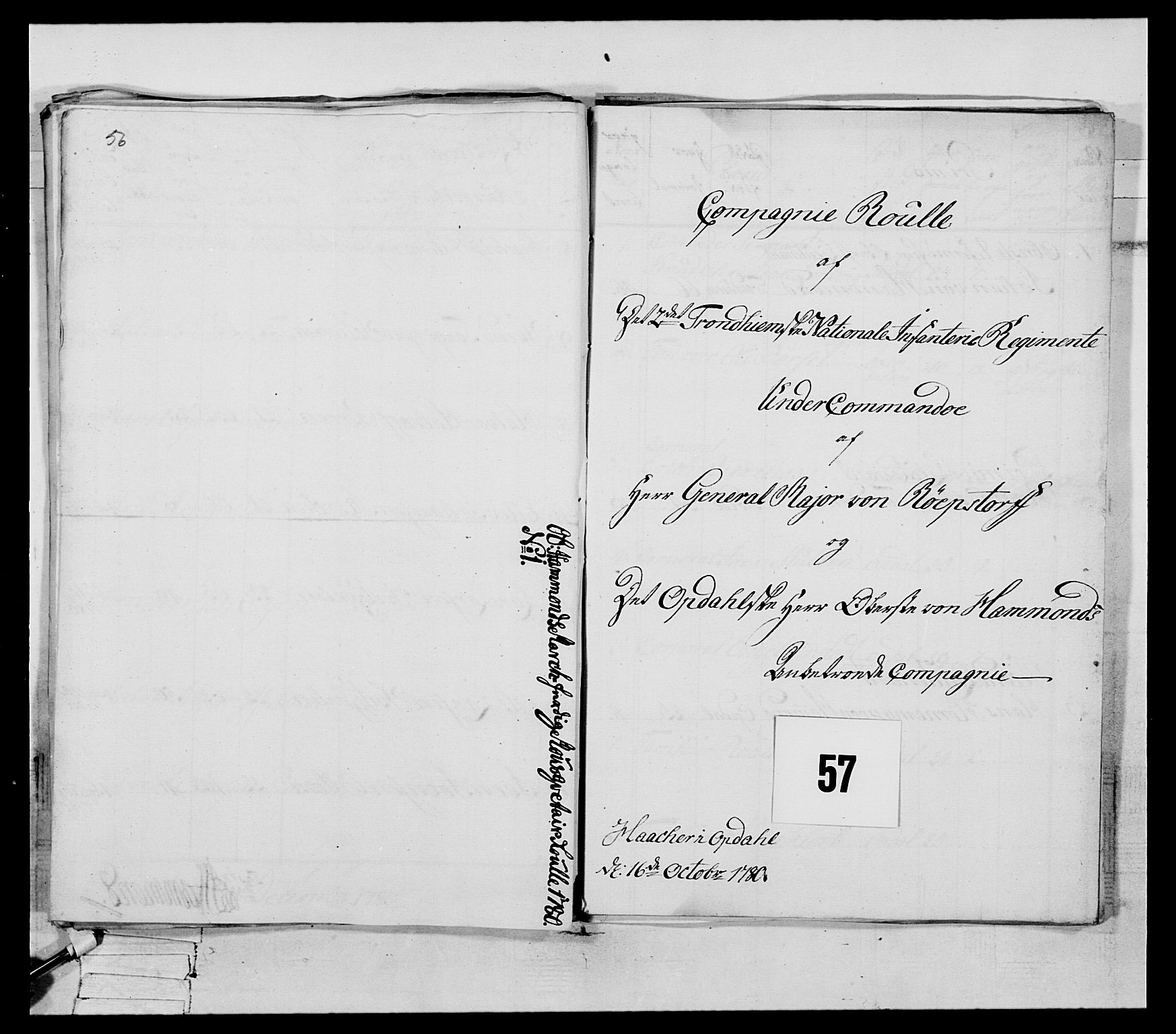 Generalitets- og kommissariatskollegiet, Det kongelige norske kommissariatskollegium, RA/EA-5420/E/Eh/L0078: 2. Trondheimske nasjonale infanteriregiment, 1779-1780, p. 334