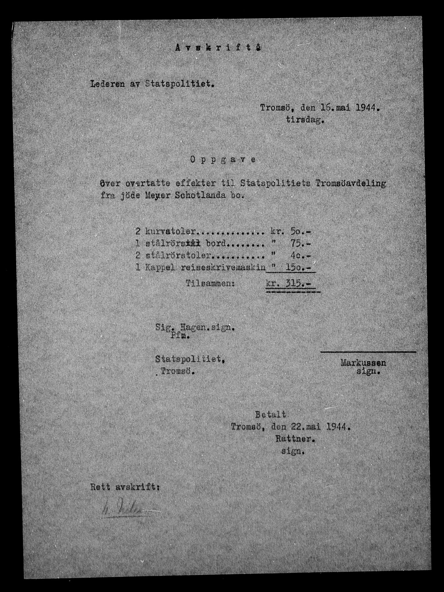 Justisdepartementet, Tilbakeføringskontoret for inndratte formuer, AV/RA-S-1564/H/Hc/Hcb/L0916: --, 1945-1947, p. 150