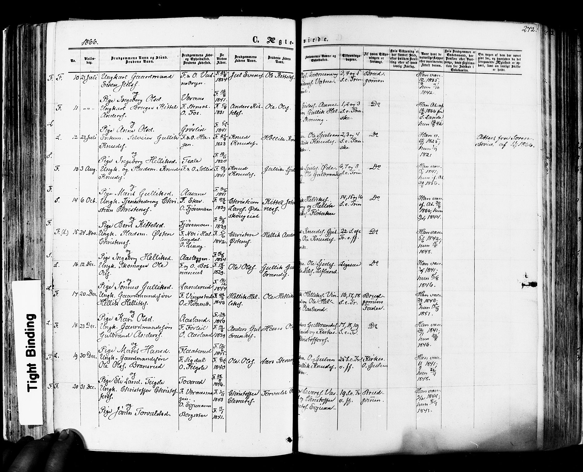 Flesberg kirkebøker, SAKO/A-18/F/Fa/L0007: Parish register (official) no. I 7, 1861-1878, p. 272