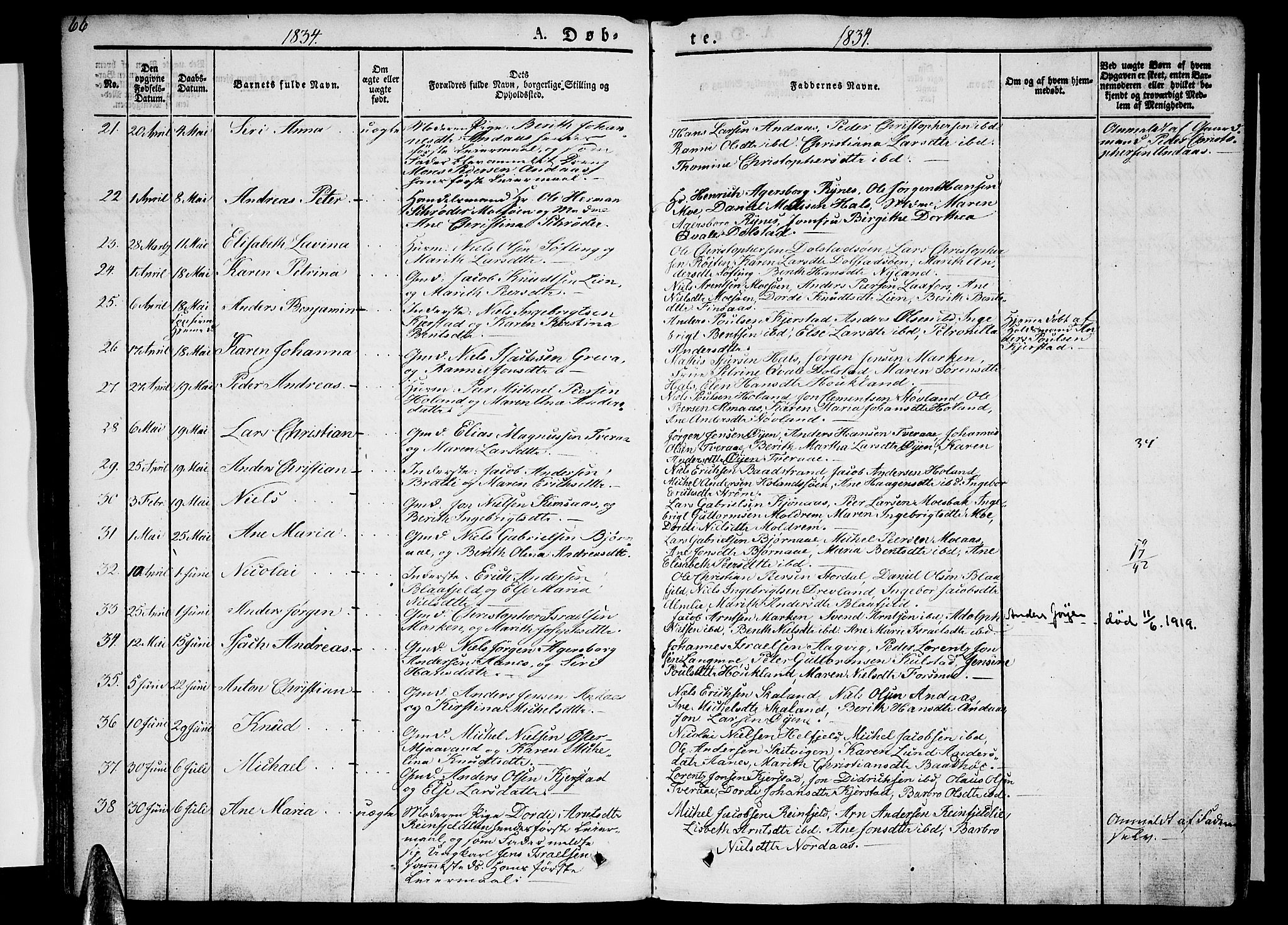 Ministerialprotokoller, klokkerbøker og fødselsregistre - Nordland, AV/SAT-A-1459/820/L0289: Parish register (official) no. 820A10, 1826-1845, p. 66