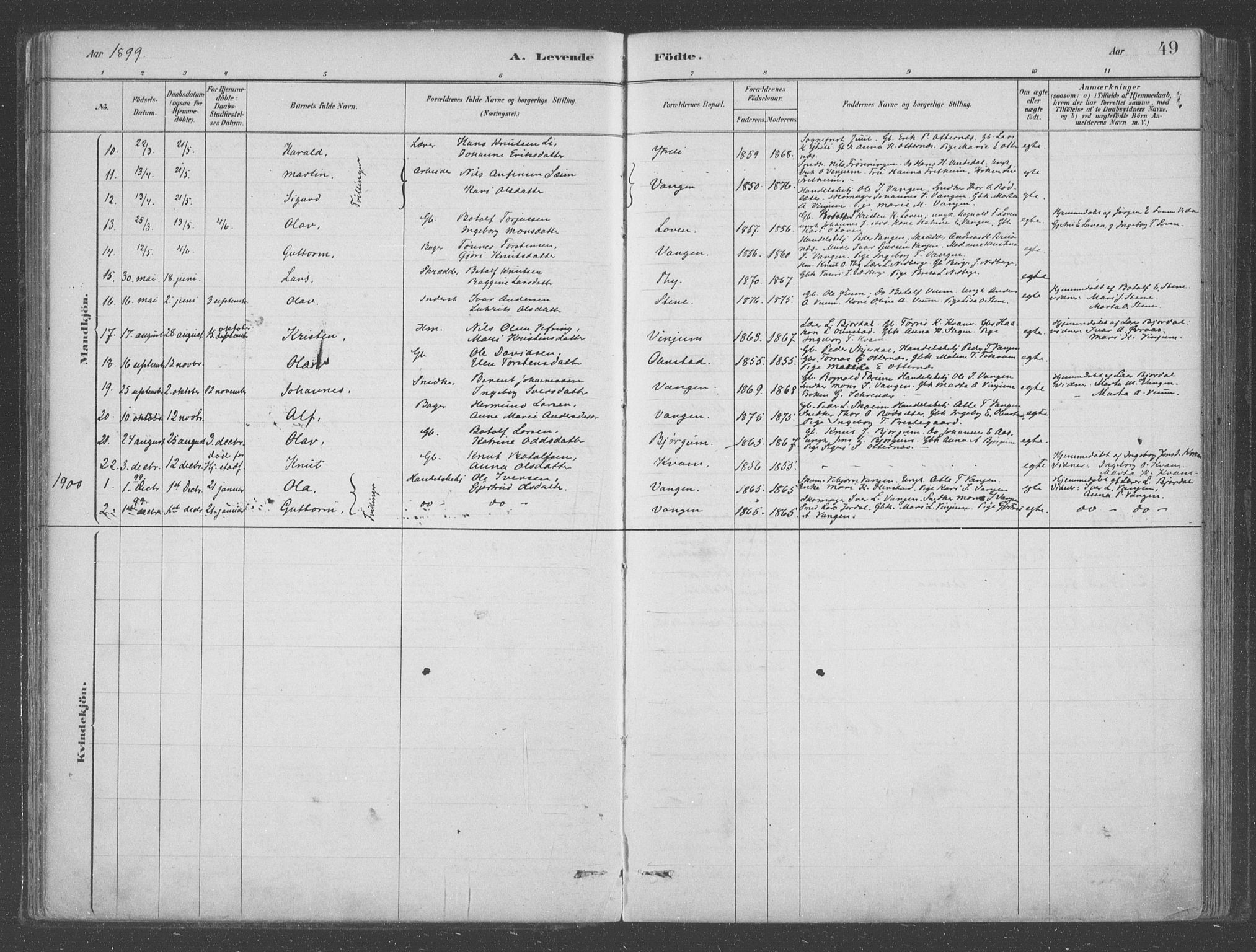 Aurland sokneprestembete, SAB/A-99937/H/Ha/Hab/L0001: Parish register (official) no. B  1, 1880-1909, p. 49