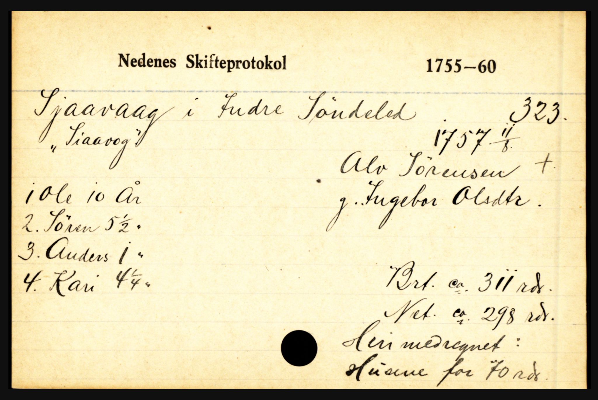 Nedenes sorenskriveri før 1824, AV/SAK-1221-0007/H, p. 26259