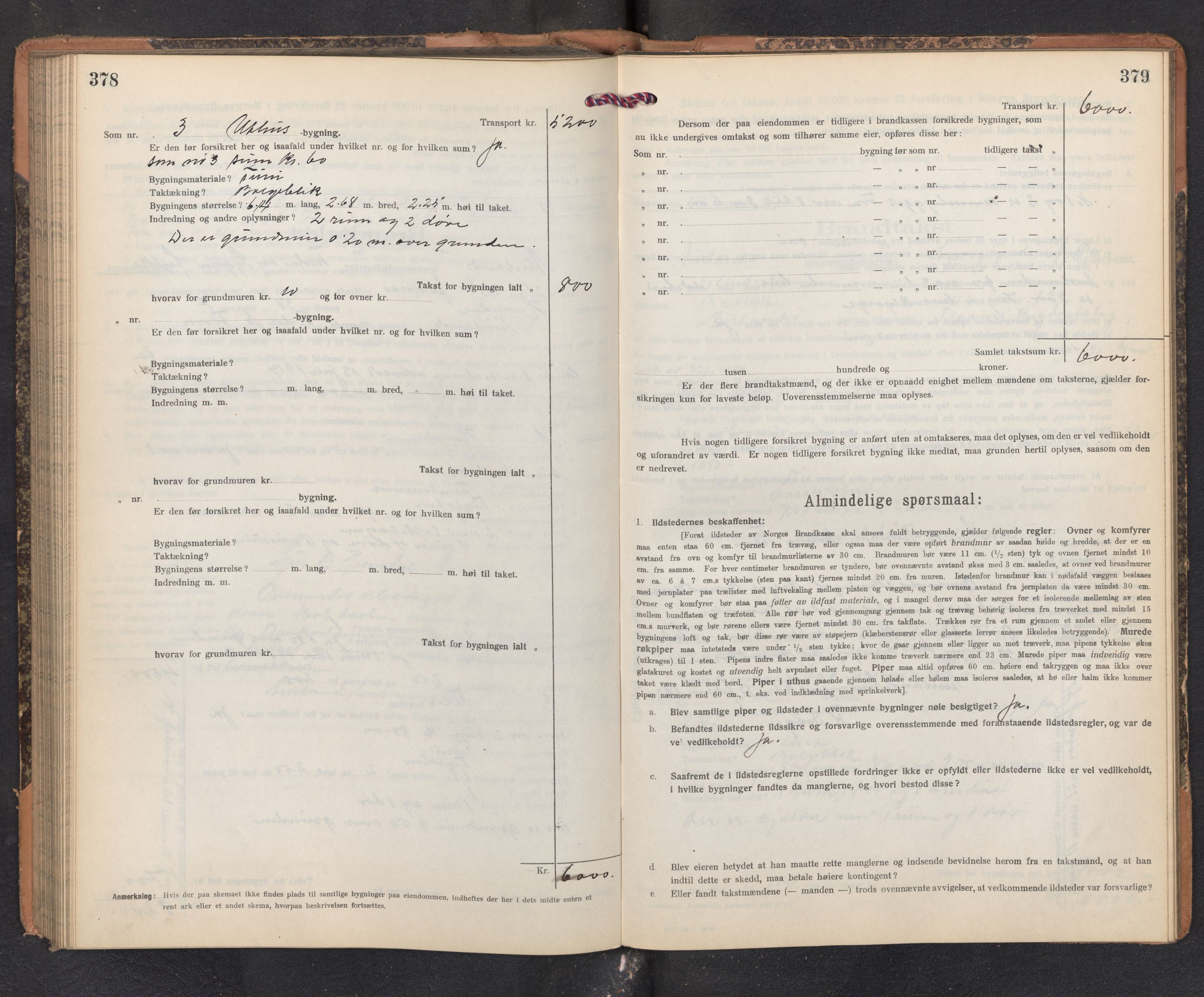 Lensmannen i Aurland, AV/SAB-A-26401/0012/L0006: Branntakstprotokoll, skjematakst, 1916-1922, p. 378-379