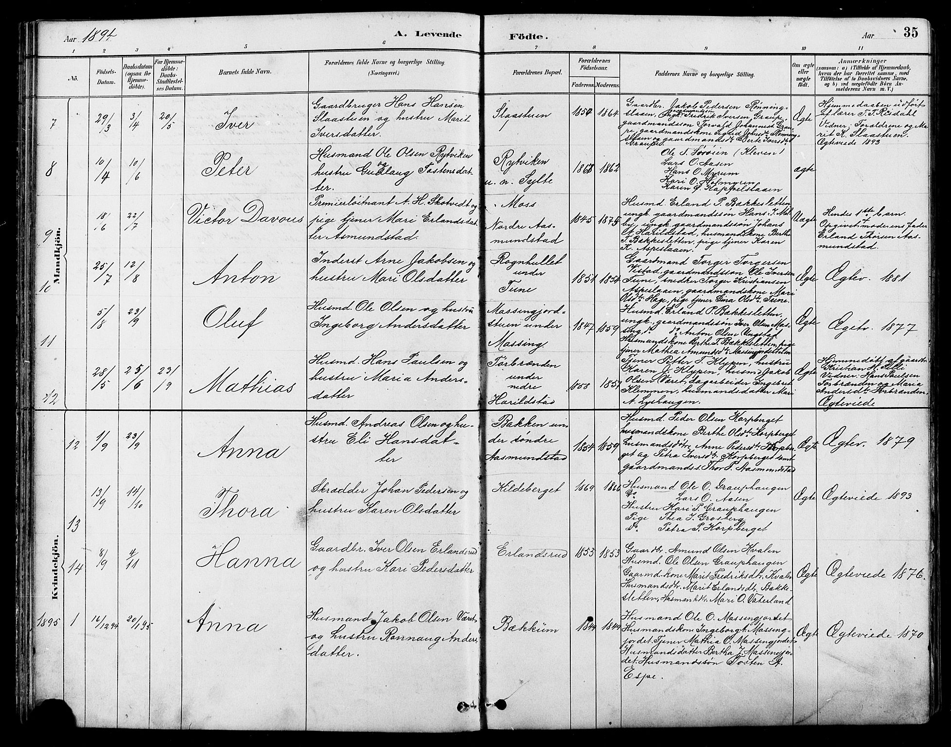Nord-Fron prestekontor, SAH/PREST-080/H/Ha/Hab/L0005: Parish register (copy) no. 5, 1884-1914, p. 35