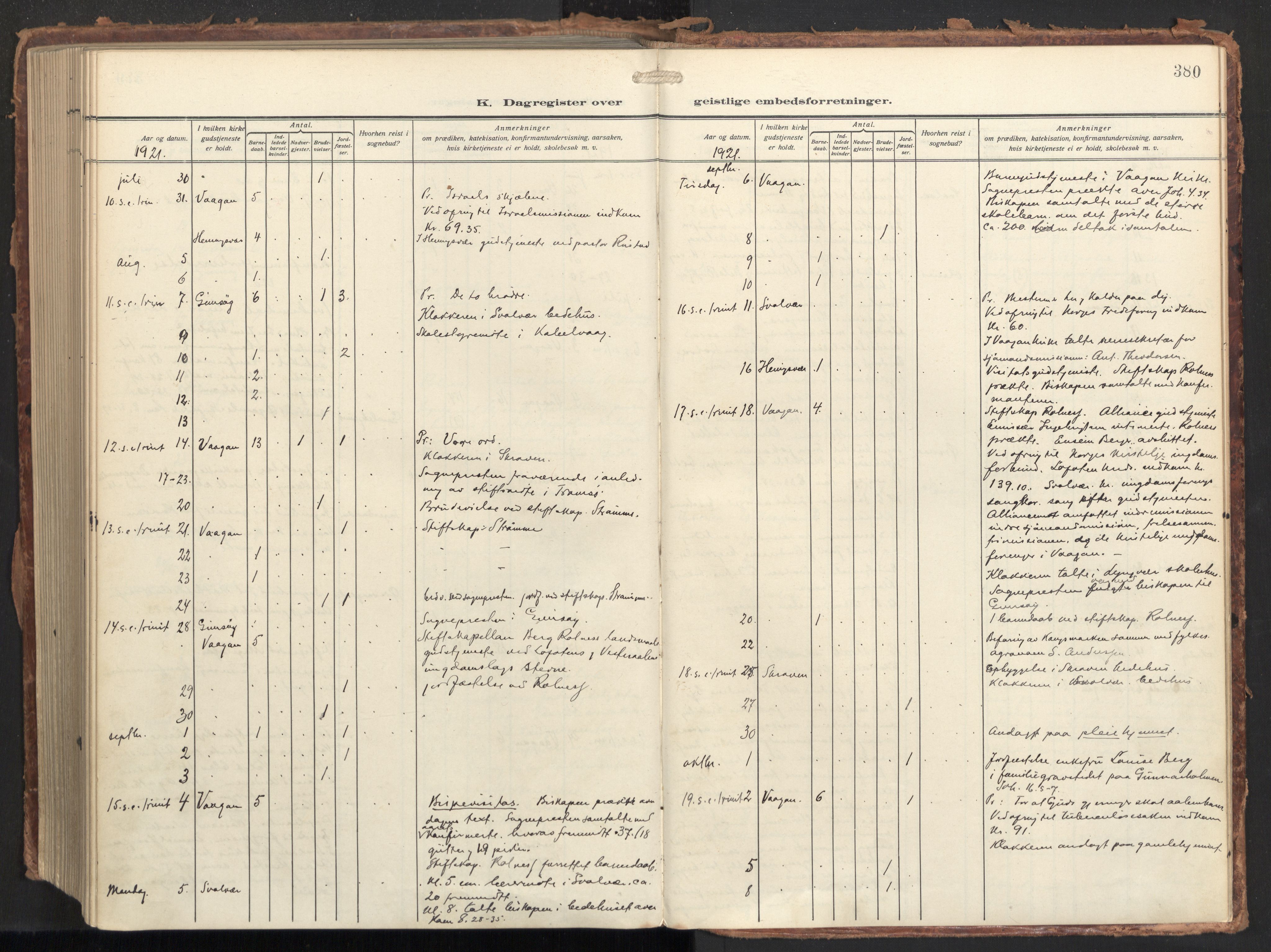 Ministerialprotokoller, klokkerbøker og fødselsregistre - Nordland, SAT/A-1459/874/L1064: Parish register (official) no. 874A08, 1915-1926, p. 380
