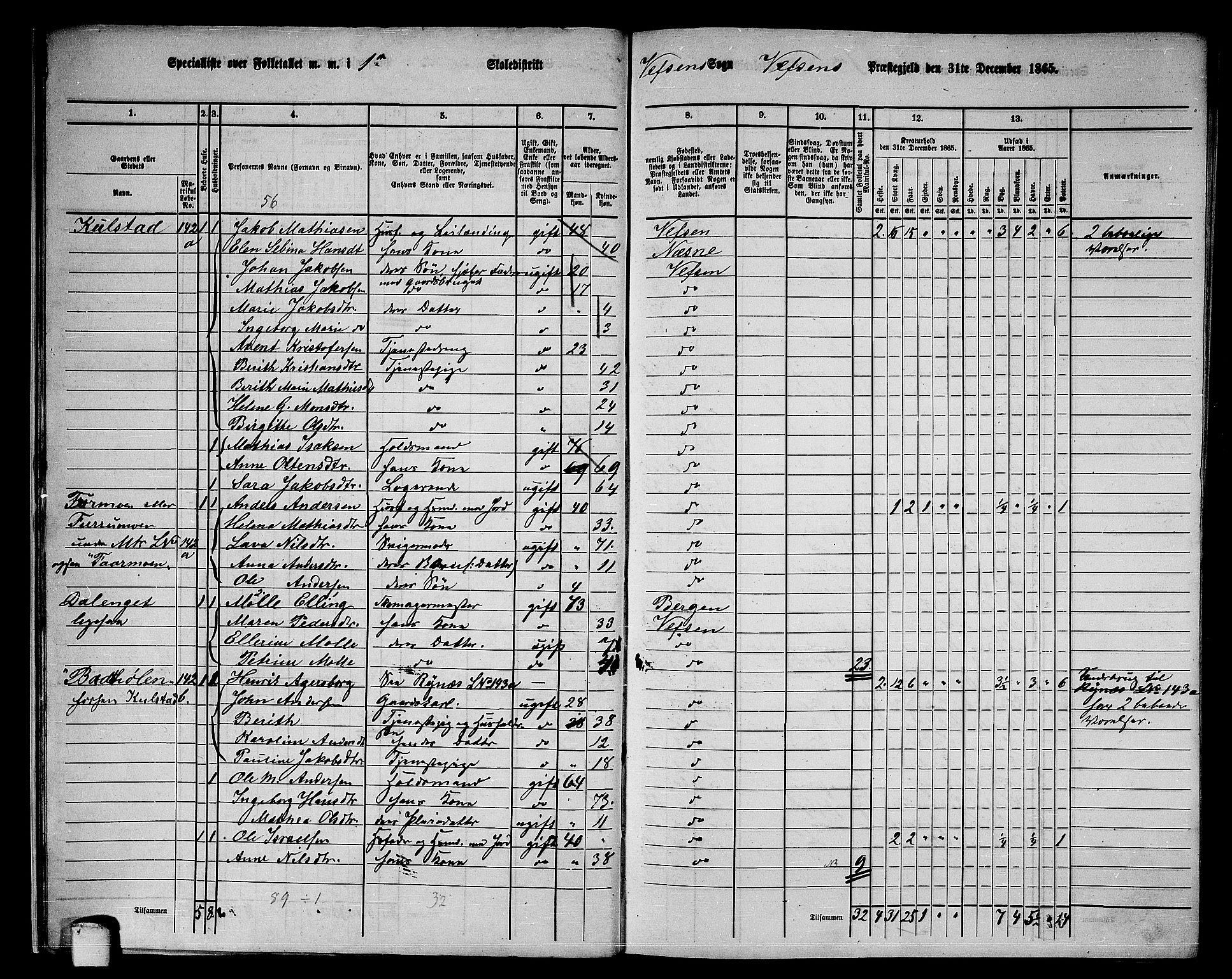 RA, 1865 census for Vefsn, 1865, p. 17