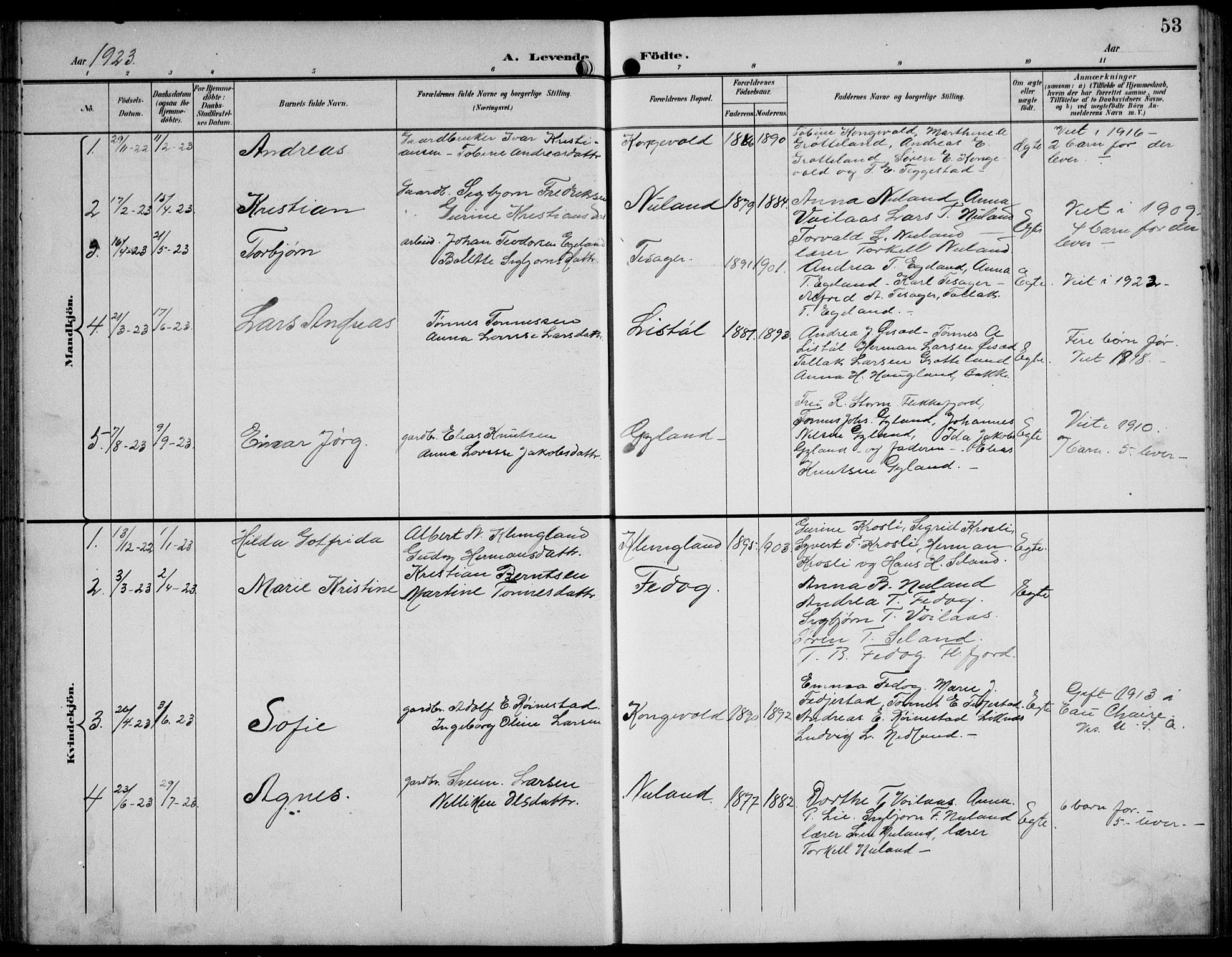Bakke sokneprestkontor, SAK/1111-0002/F/Fb/Fbb/L0004: Parish register (copy) no. B 4, 1896-1927, p. 53