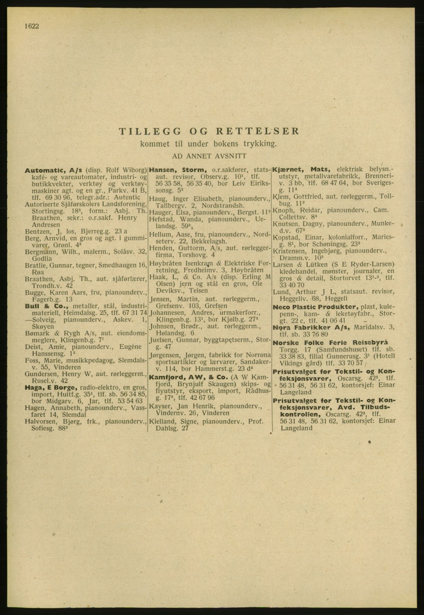Kristiania/Oslo adressebok, PUBL/-, 1953, p. 1622