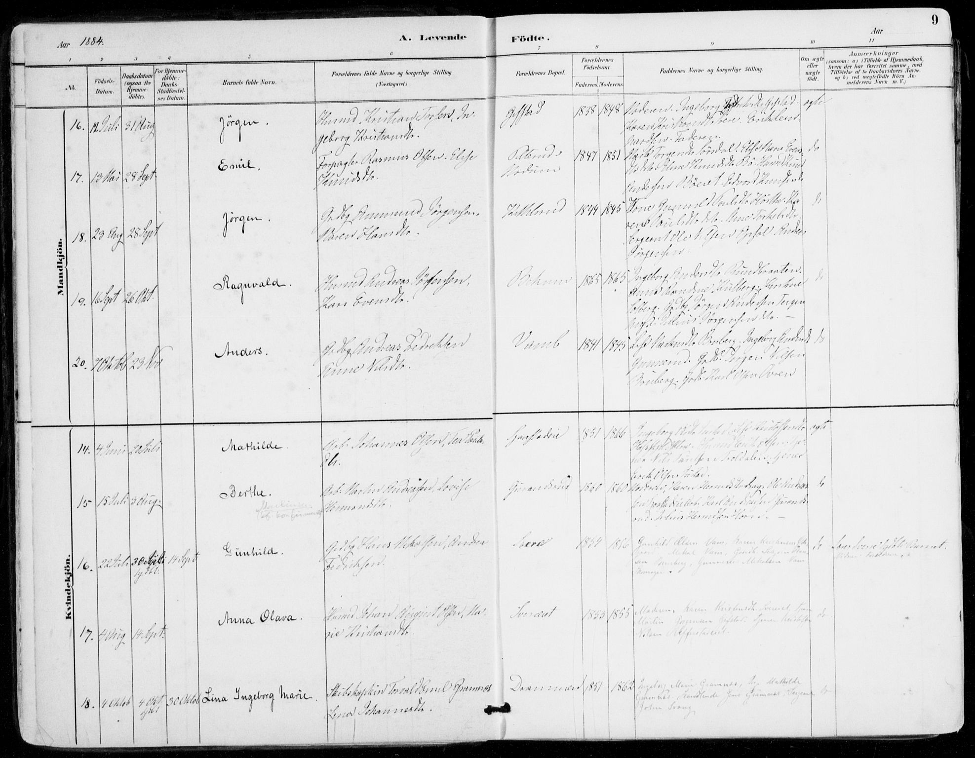 Sylling kirkebøker, AV/SAKO-A-247/F/Fa/L0001: Parish register (official) no. 1, 1883-1910, p. 9