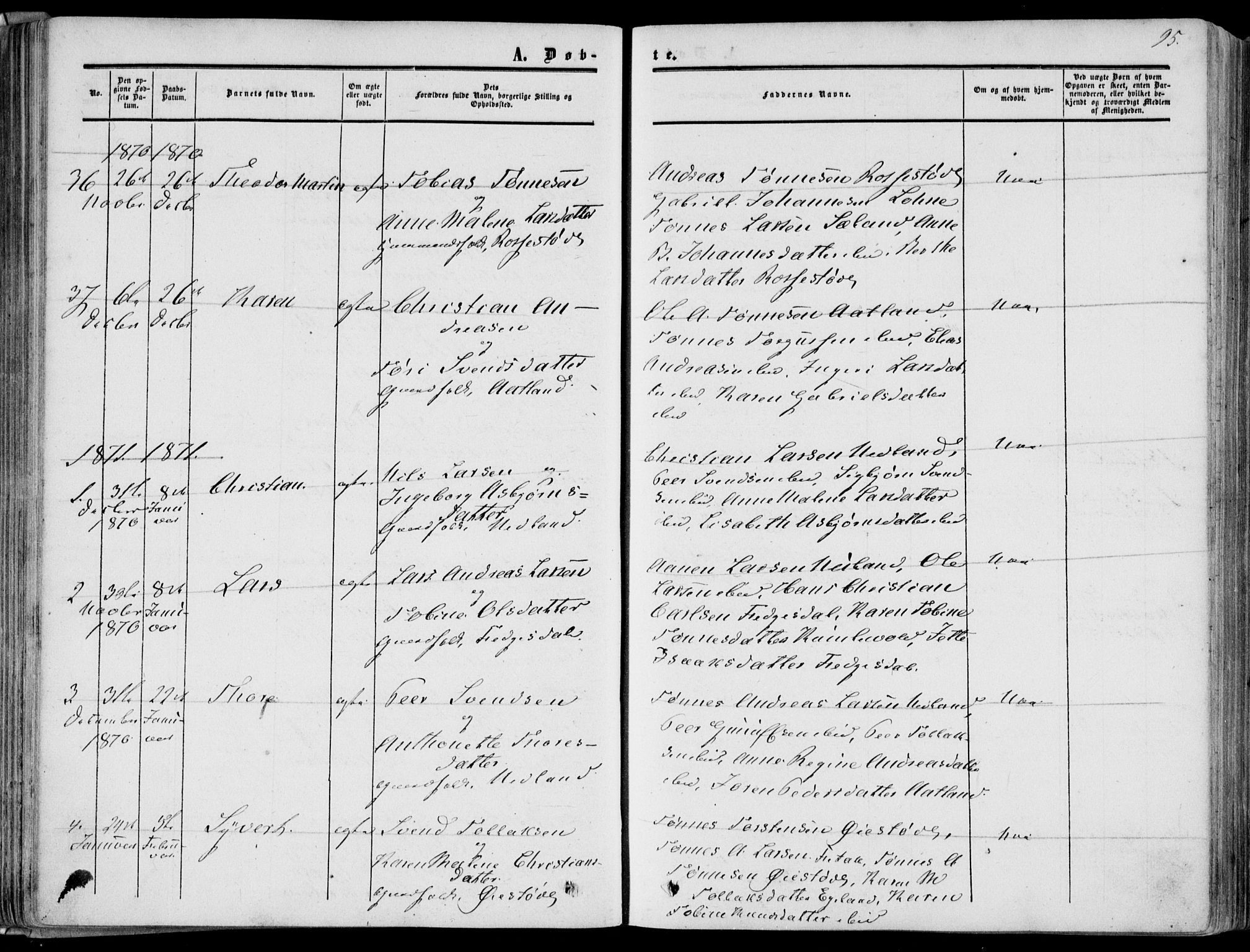 Bakke sokneprestkontor, SAK/1111-0002/F/Fa/Fab/L0002: Parish register (official) no. A 2, 1855-1884, p. 95