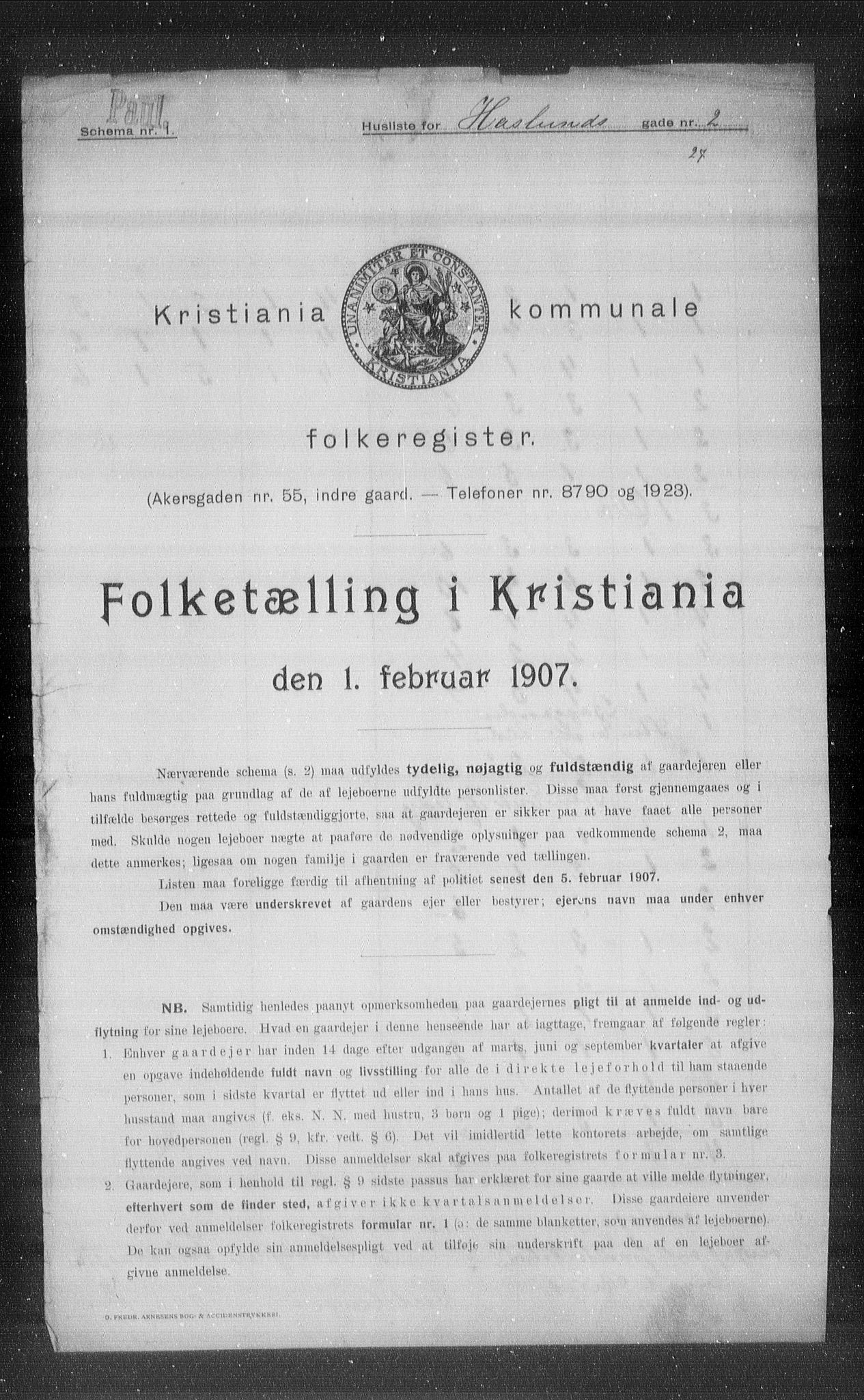 OBA, Municipal Census 1907 for Kristiania, 1907, p. 18075