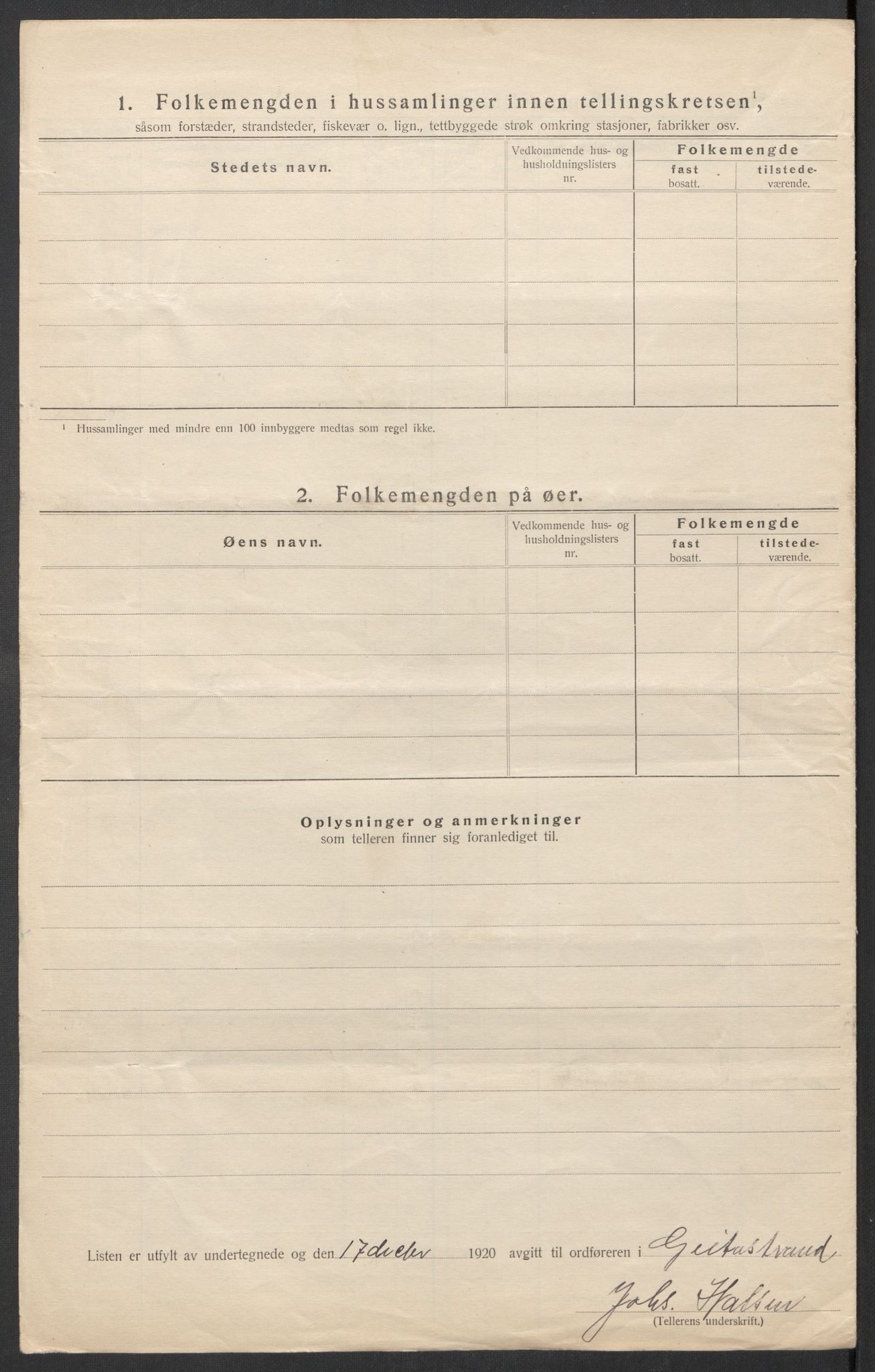 SAT, 1920 census for Geitastrand, 1920, p. 18