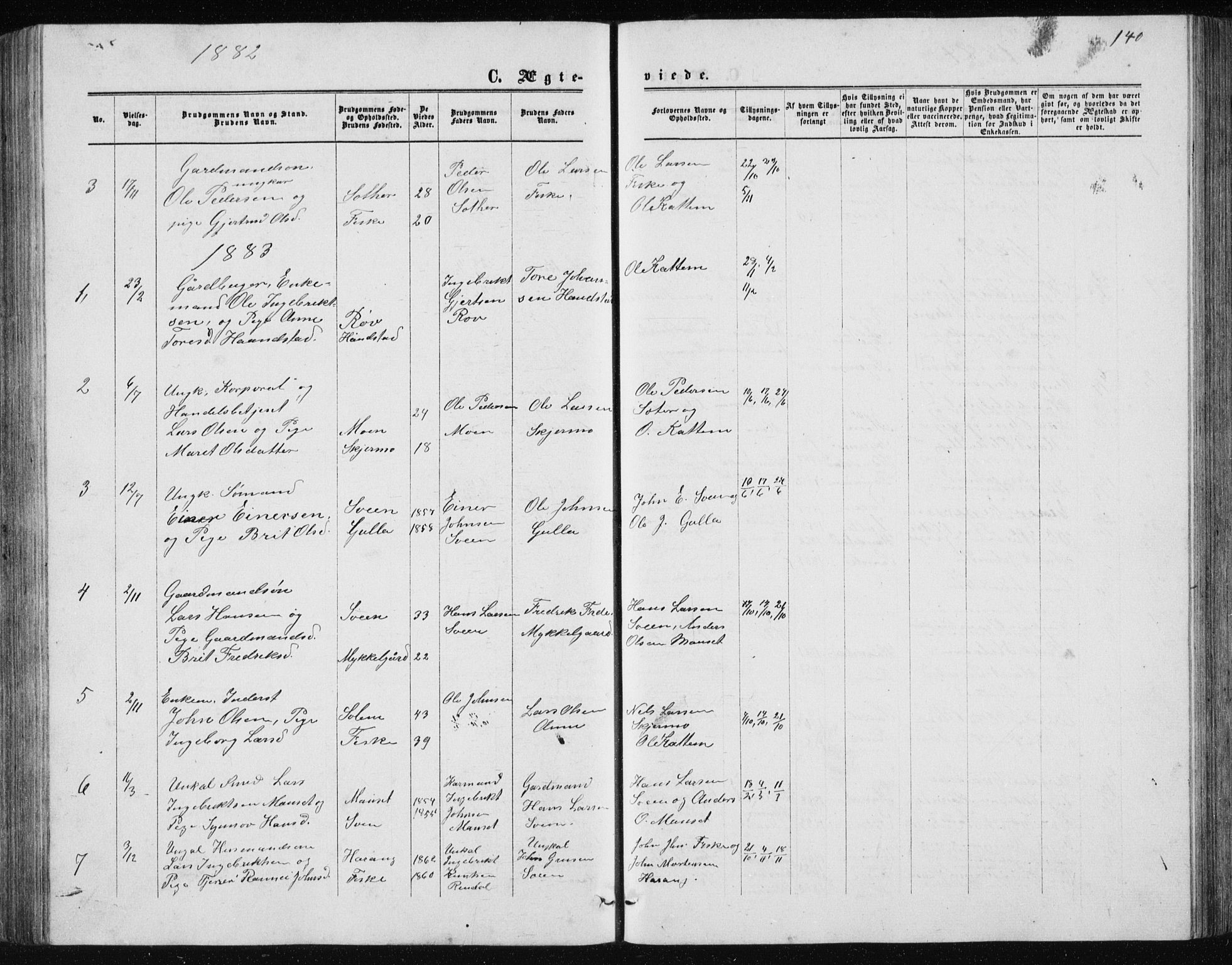 Ministerialprotokoller, klokkerbøker og fødselsregistre - Møre og Romsdal, AV/SAT-A-1454/597/L1064: Parish register (copy) no. 597C01, 1866-1898, p. 140