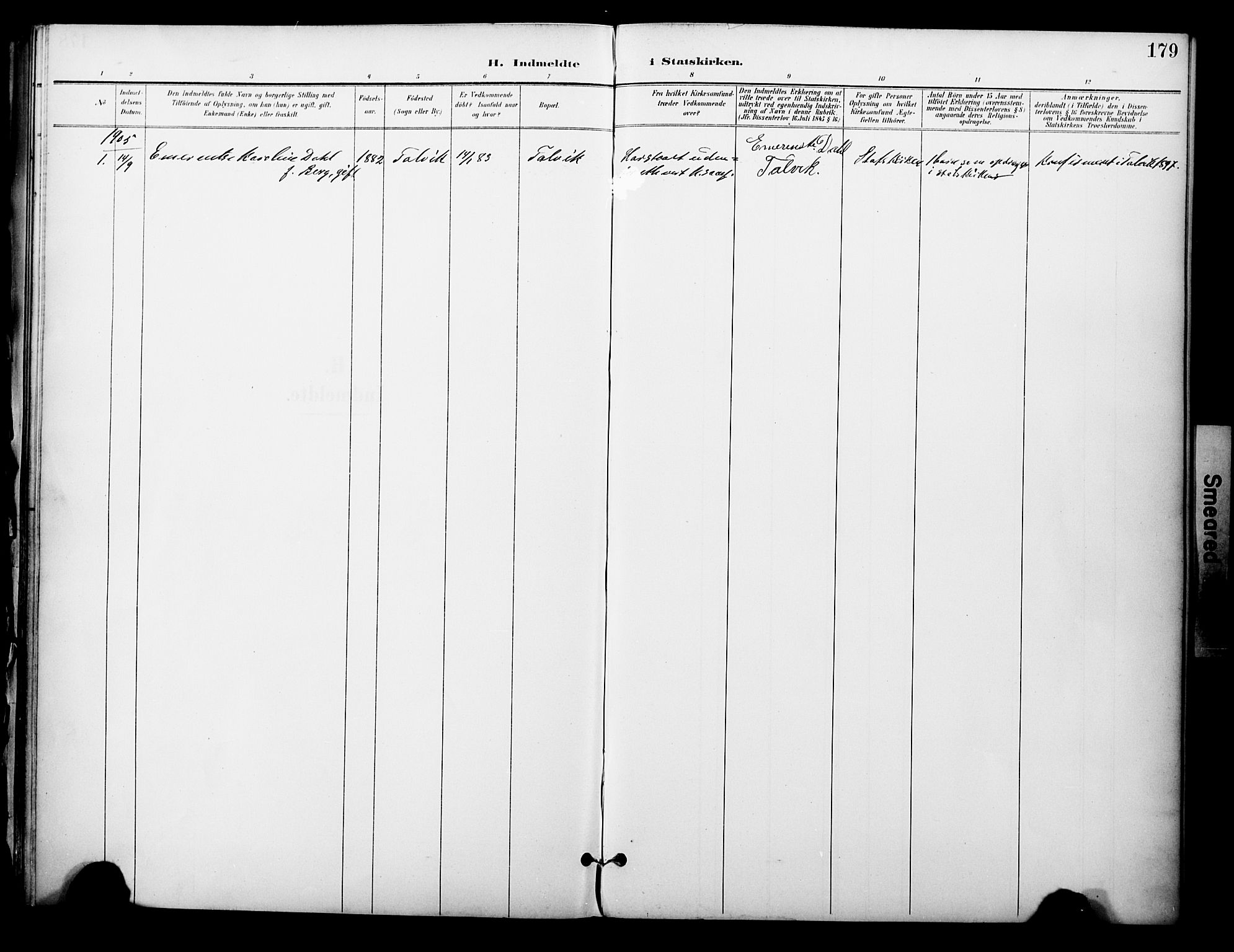 Talvik sokneprestkontor, SATØ/S-1337/H/Ha/L0014kirke: Parish register (official) no. 14, 1897-1905, p. 179