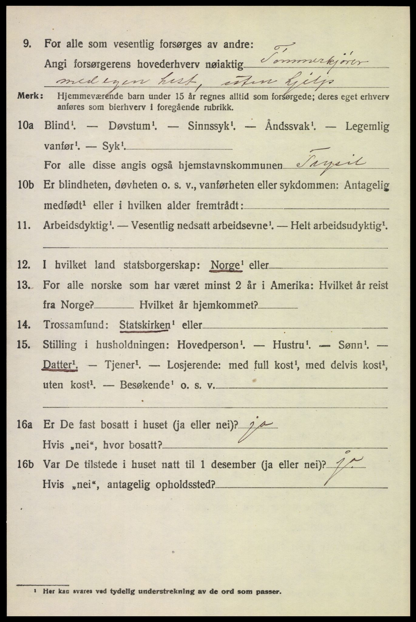 SAH, 1920 census for Trysil, 1920, p. 8792