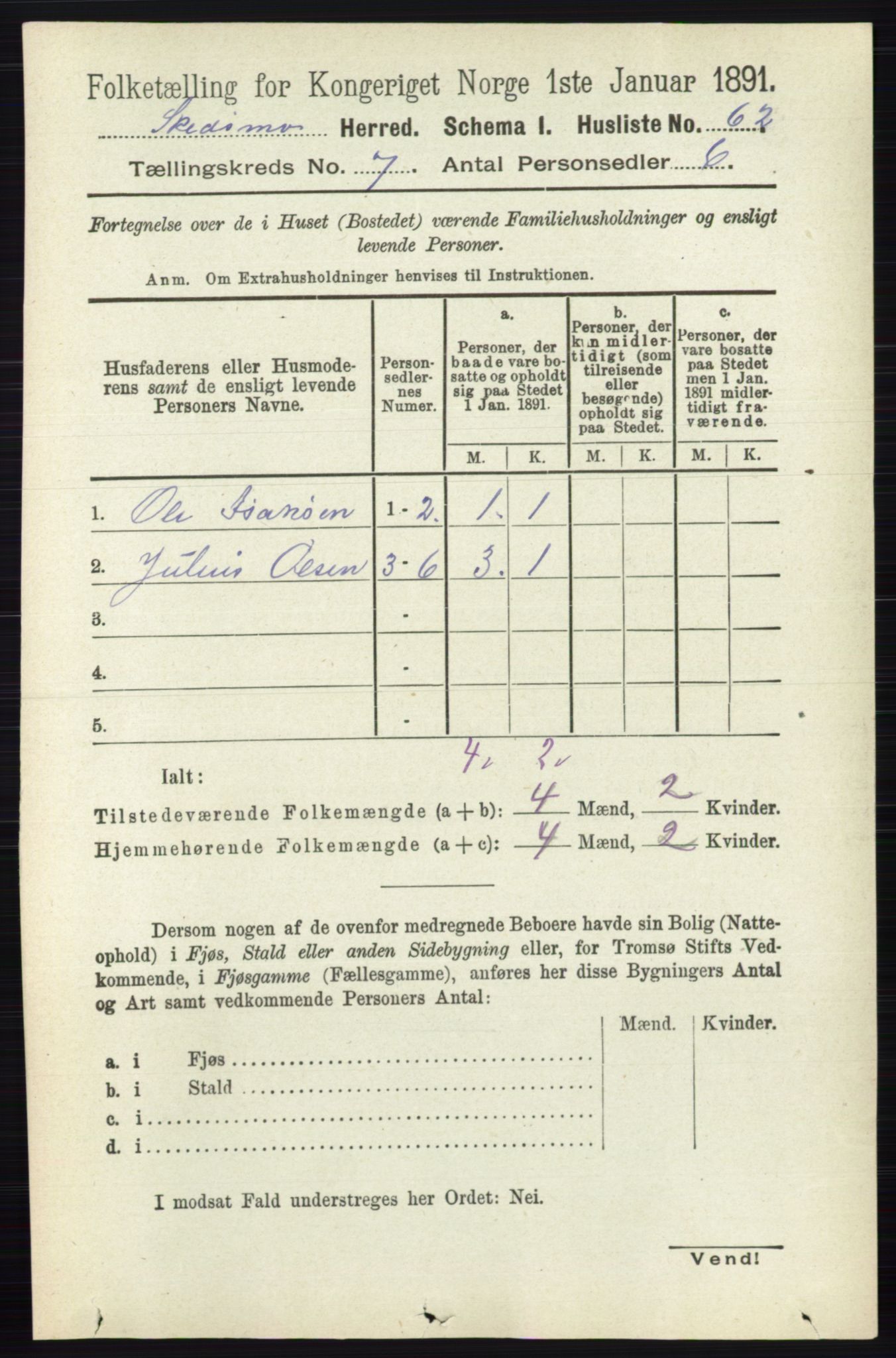 RA, 1891 census for 0231 Skedsmo, 1891, p. 3328