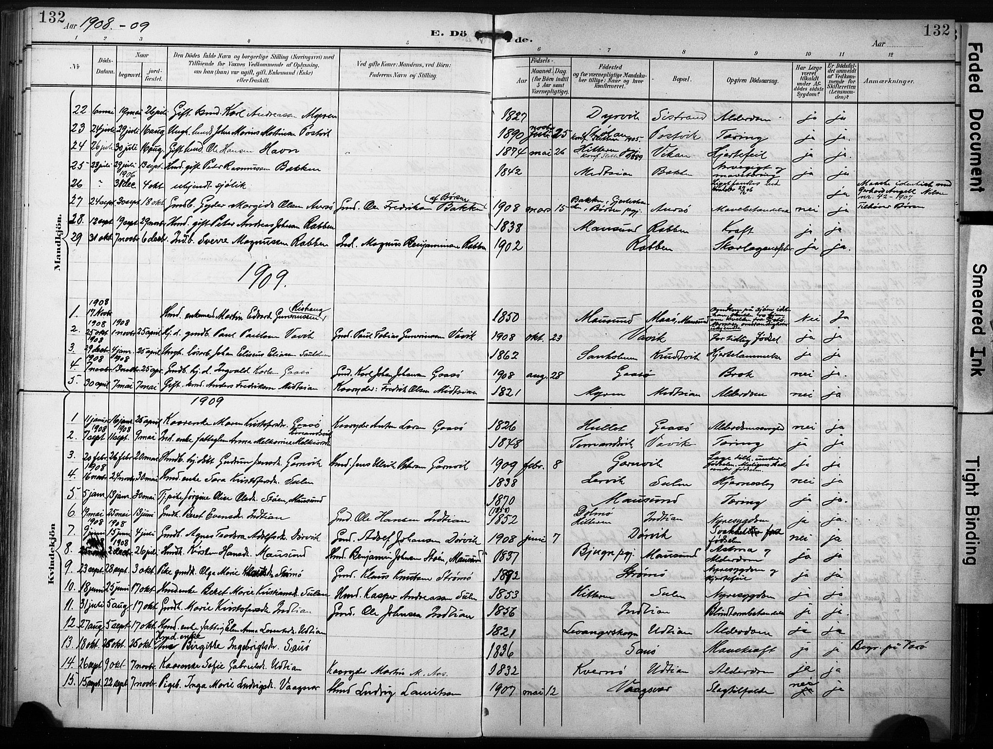 Ministerialprotokoller, klokkerbøker og fødselsregistre - Sør-Trøndelag, SAT/A-1456/640/L0580: Parish register (official) no. 640A05, 1902-1910, p. 132