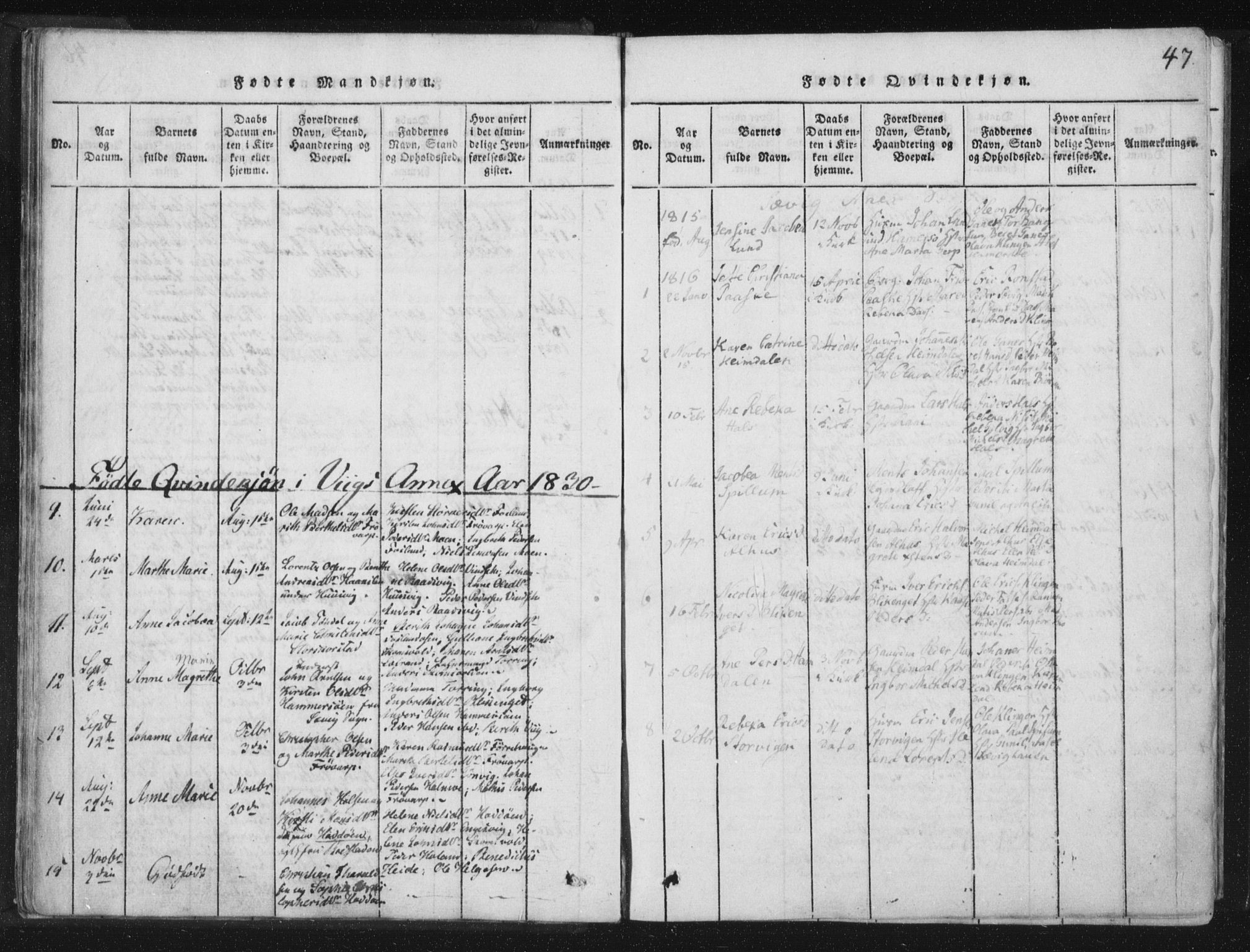 Ministerialprotokoller, klokkerbøker og fødselsregistre - Nord-Trøndelag, AV/SAT-A-1458/773/L0609: Parish register (official) no. 773A03 /4, 1815-1818, p. 47