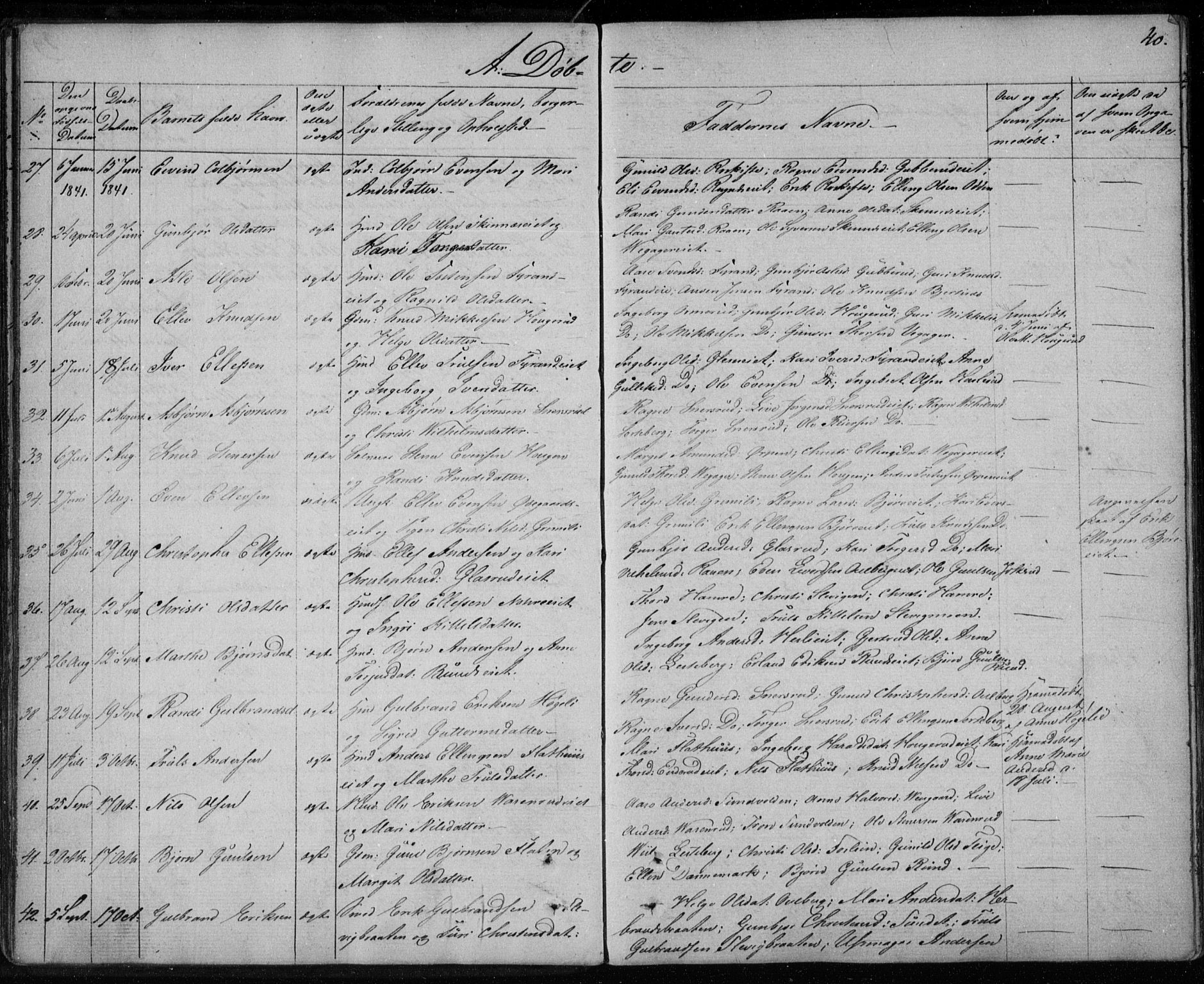 Krødsherad kirkebøker, AV/SAKO-A-19/F/Fa/L0002: Parish register (official) no. 2, 1829-1851, p. 40