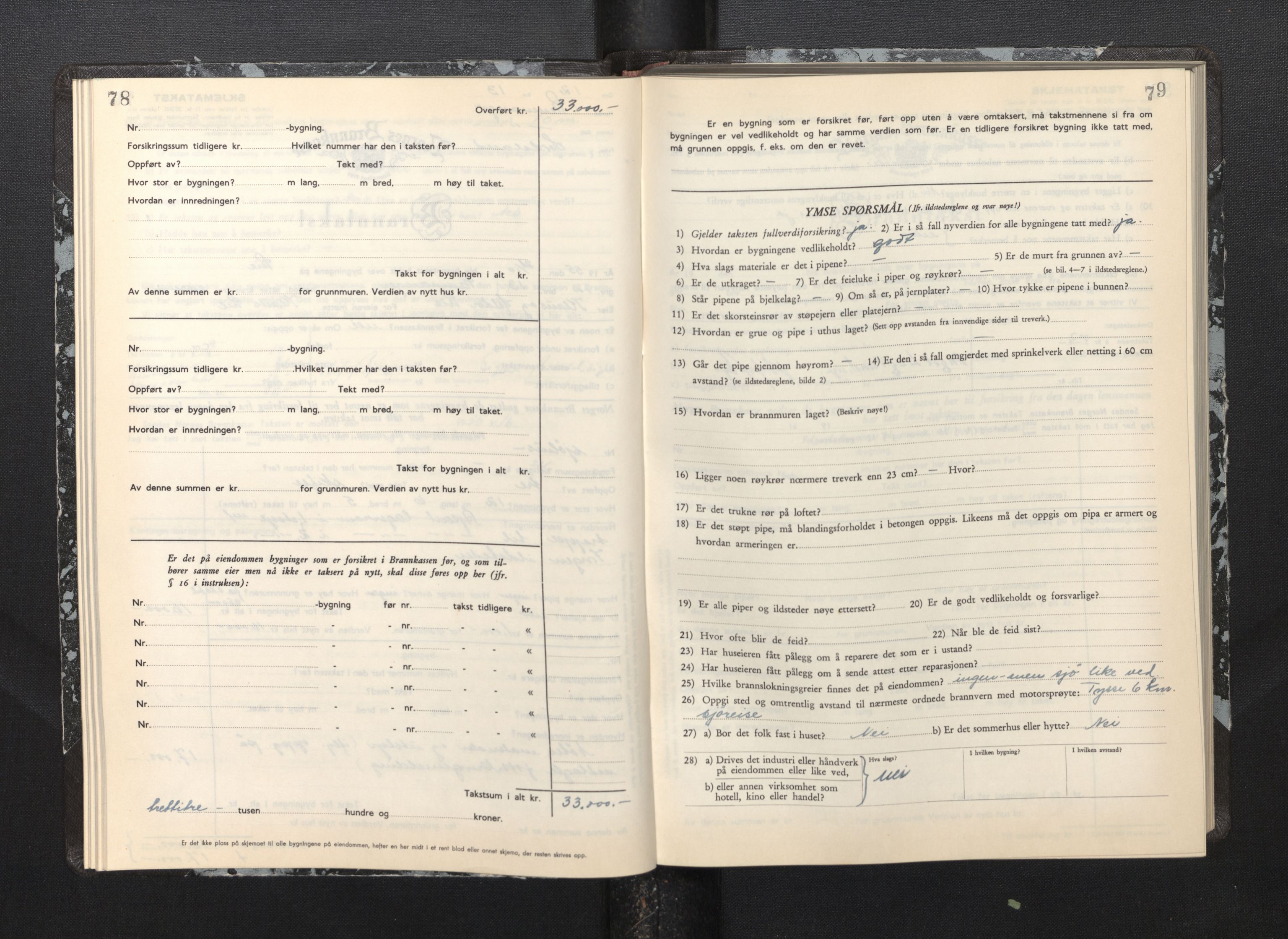 Lensmannen i Samnanger, AV/SAB-A-34601/0012/L0002: Branntakstprotokoll, skjematakst, 1951-1955, p. 78-79