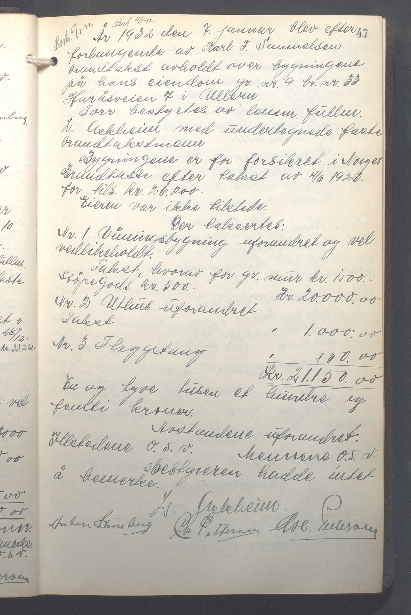 Lensmennene i Aker, OBA/A-10133/F/Fb/L0004: Branntakstprotokoll, 1931-1937, p. 47