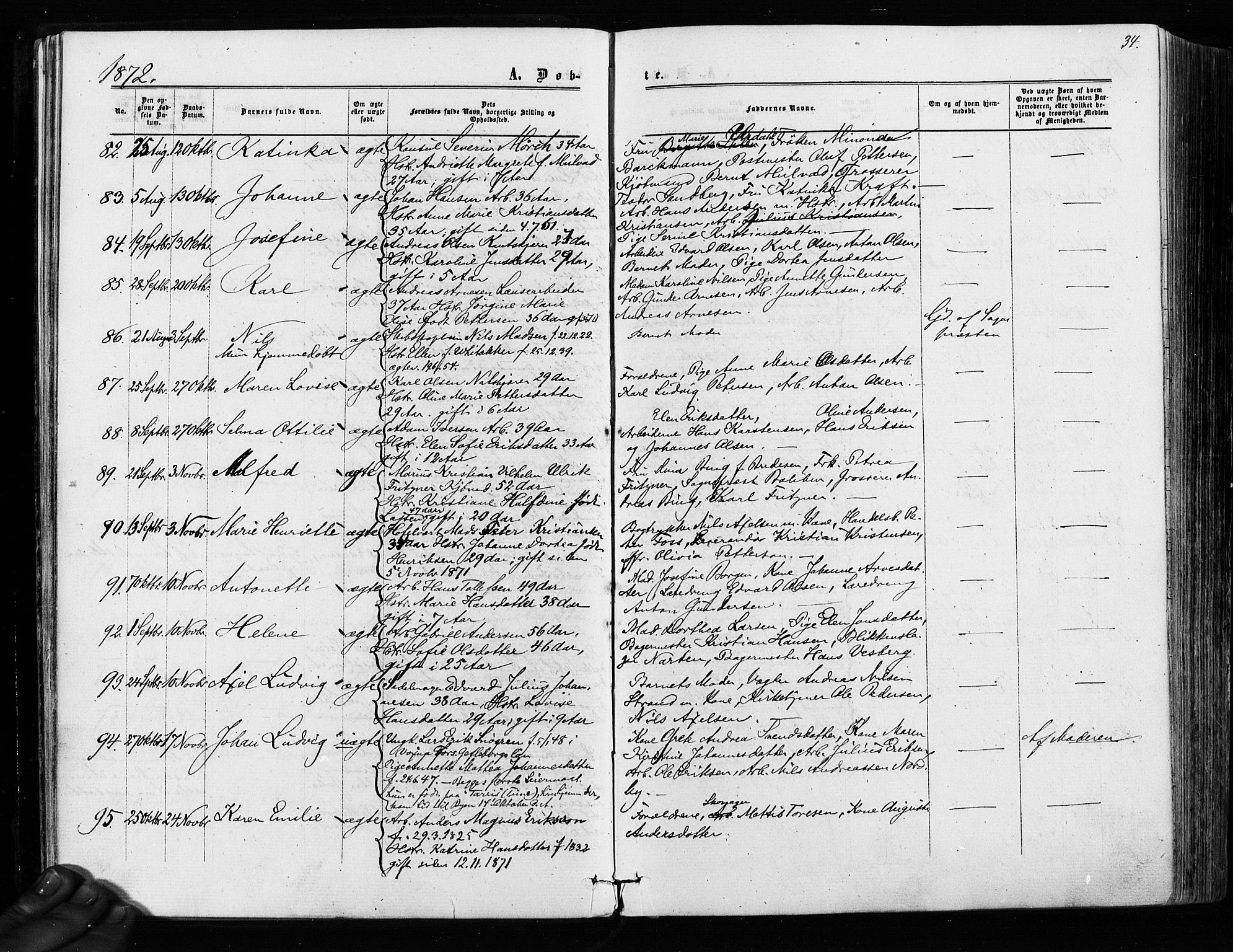 Sarpsborg prestekontor Kirkebøker, AV/SAO-A-2006/F/Fa/L0002: Parish register (official) no. 2, 1869-1877, p. 34