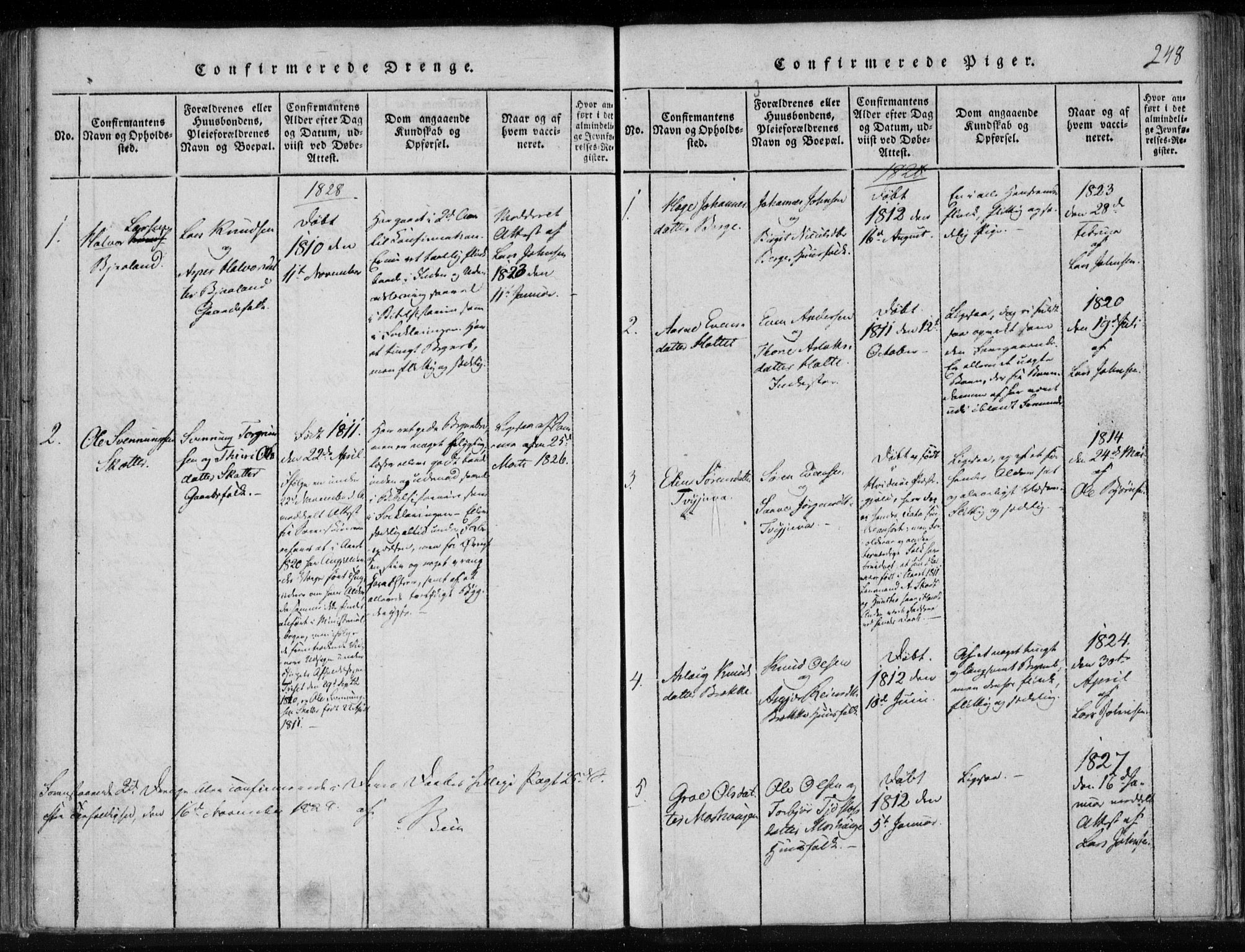 Lårdal kirkebøker, SAKO/A-284/F/Fa/L0005: Parish register (official) no. I 5, 1815-1860, p. 248