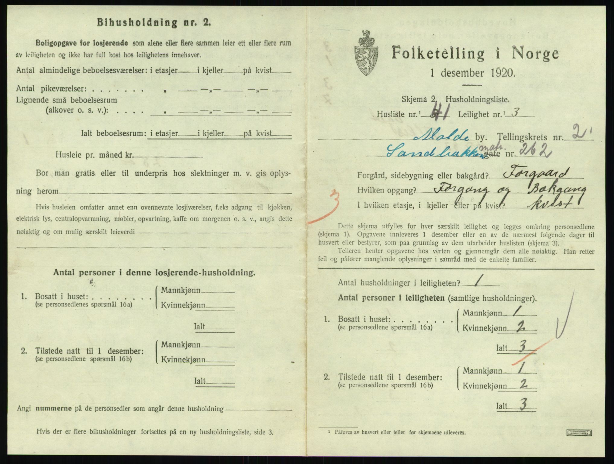 SAT, 1920 census for Molde, 1920, p. 1071