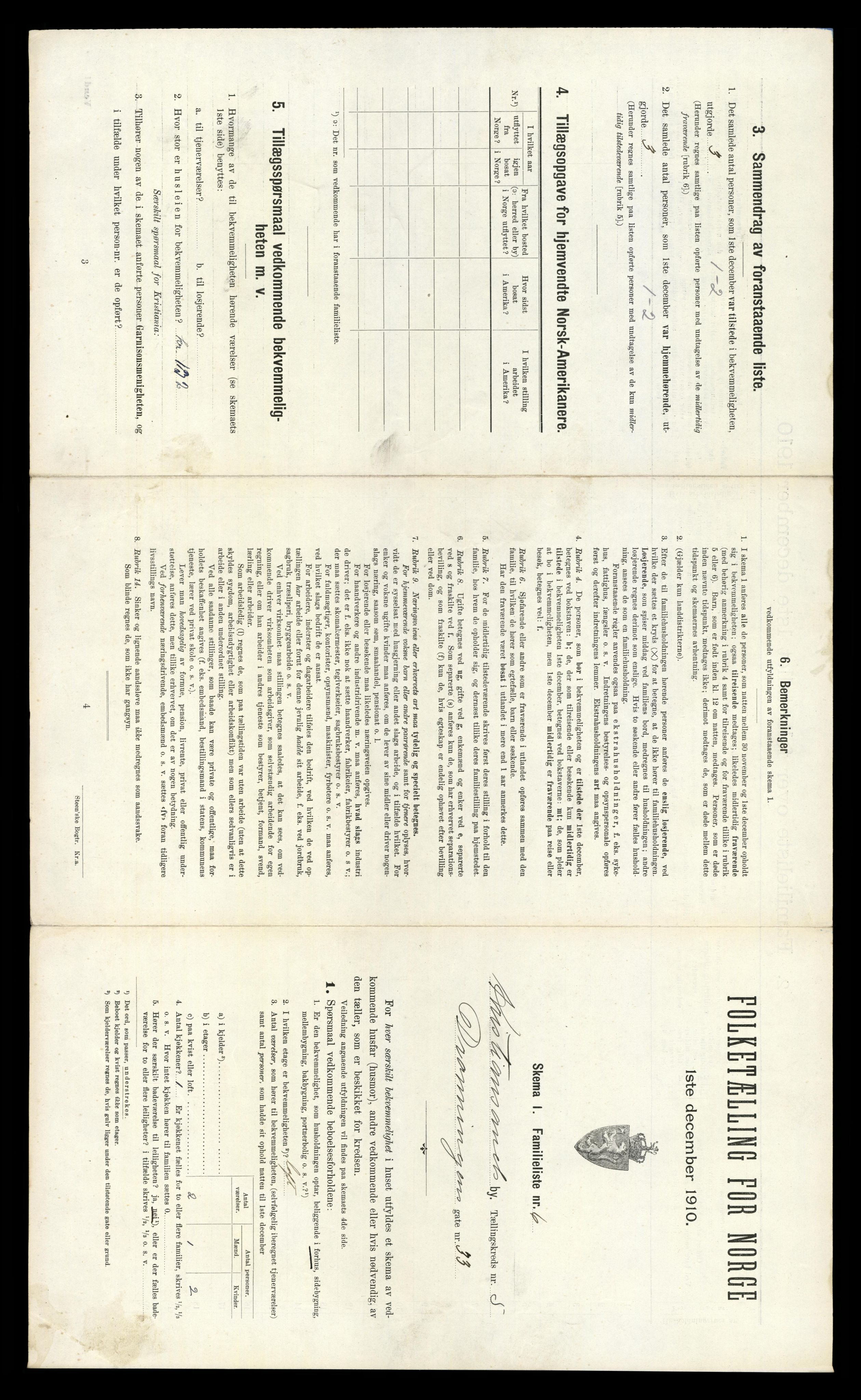 RA, 1910 census for Kristiansand, 1910, p. 1174