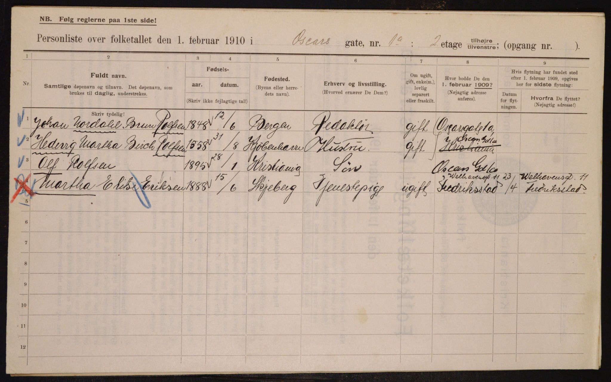 OBA, Municipal Census 1910 for Kristiania, 1910, p. 73267