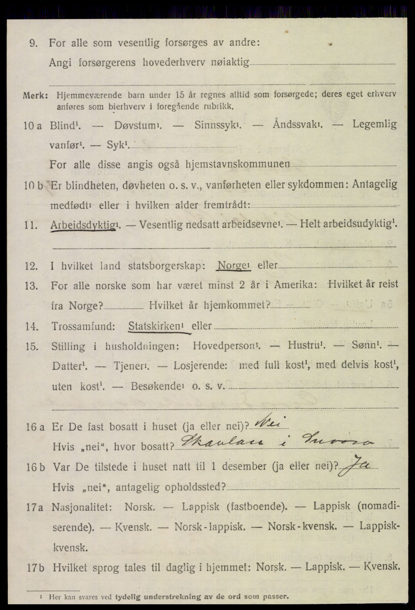 SAT, 1920 census for Snåsa, 1920, p. 3169