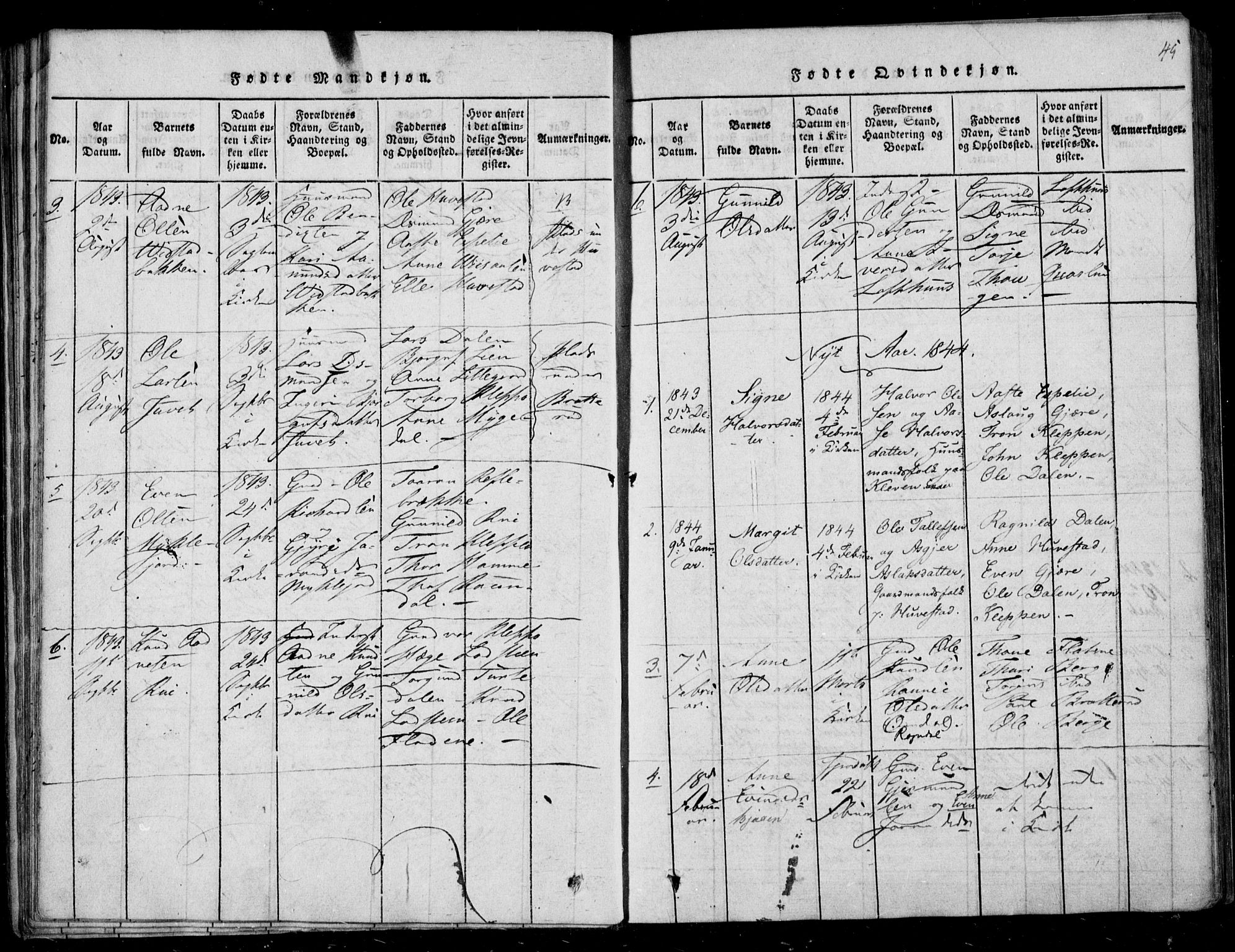 Lårdal kirkebøker, SAKO/A-284/F/Fb/L0001: Parish register (official) no. II 1, 1815-1860, p. 45