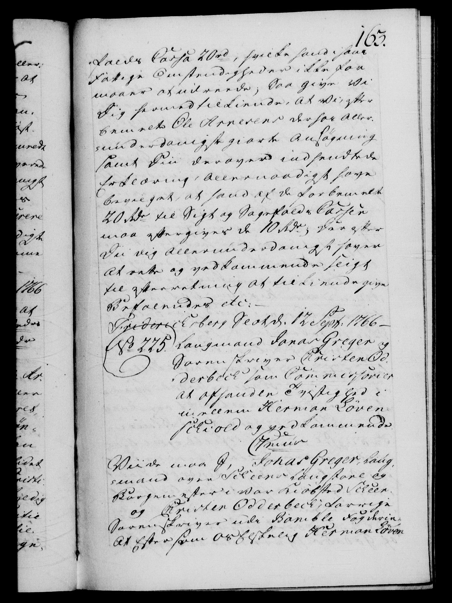 Danske Kanselli 1572-1799, AV/RA-EA-3023/F/Fc/Fca/Fcab/L0038: Norske tegnelser, 1766-1768, p. 163a