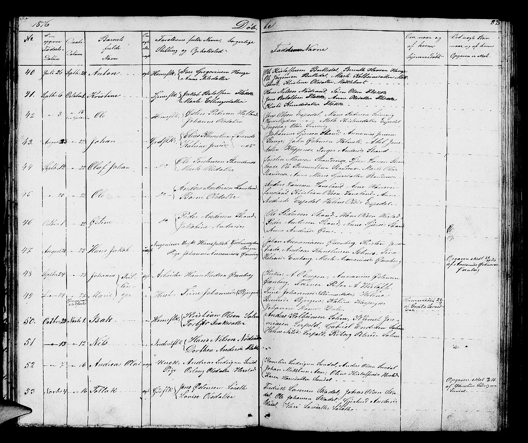 Fjaler sokneprestembete, SAB/A-79801/H/Hab/Habc/L0001: Parish register (copy) no. C 1, 1852-1878, p. 83