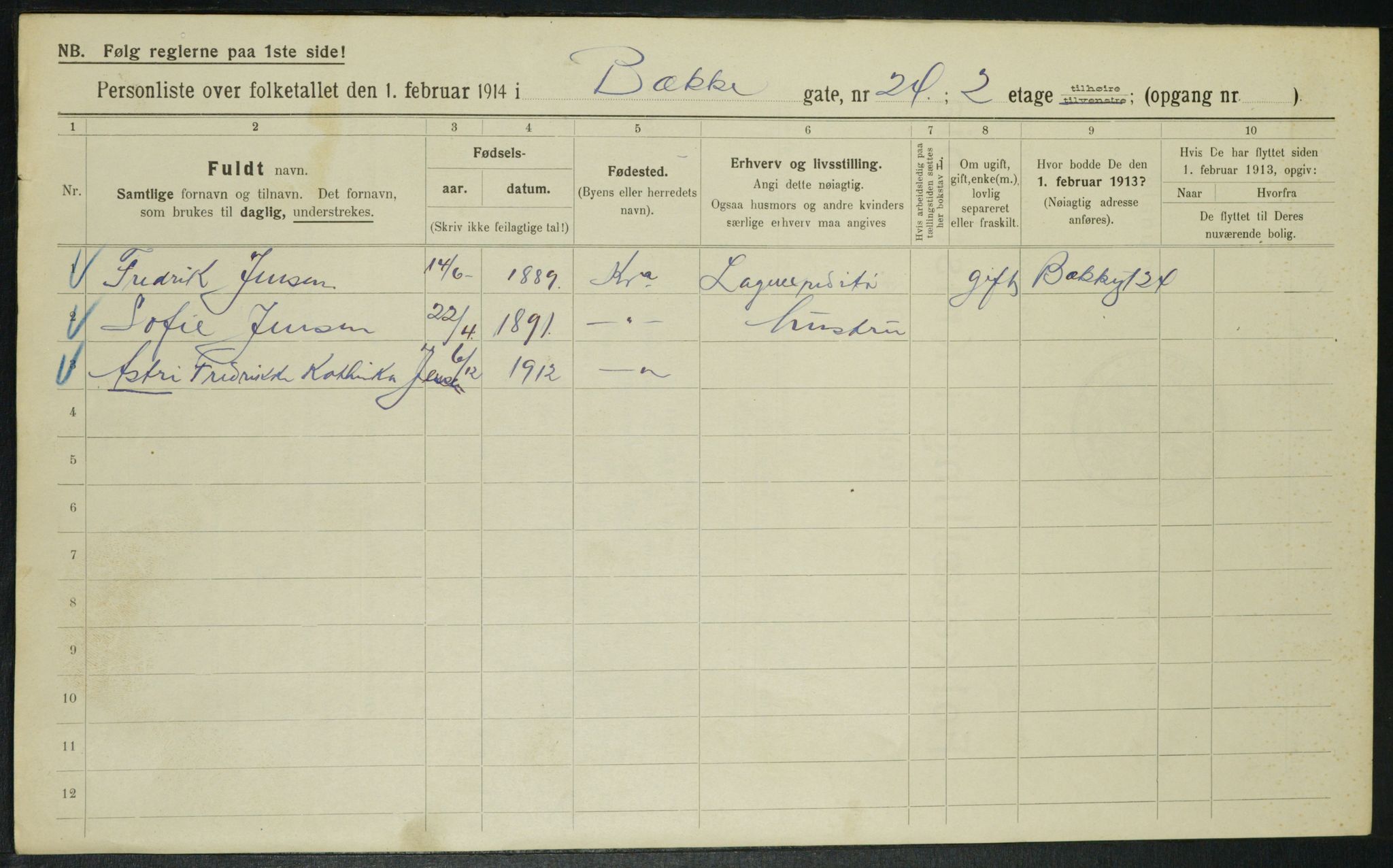 OBA, Municipal Census 1914 for Kristiania, 1914, p. 11267