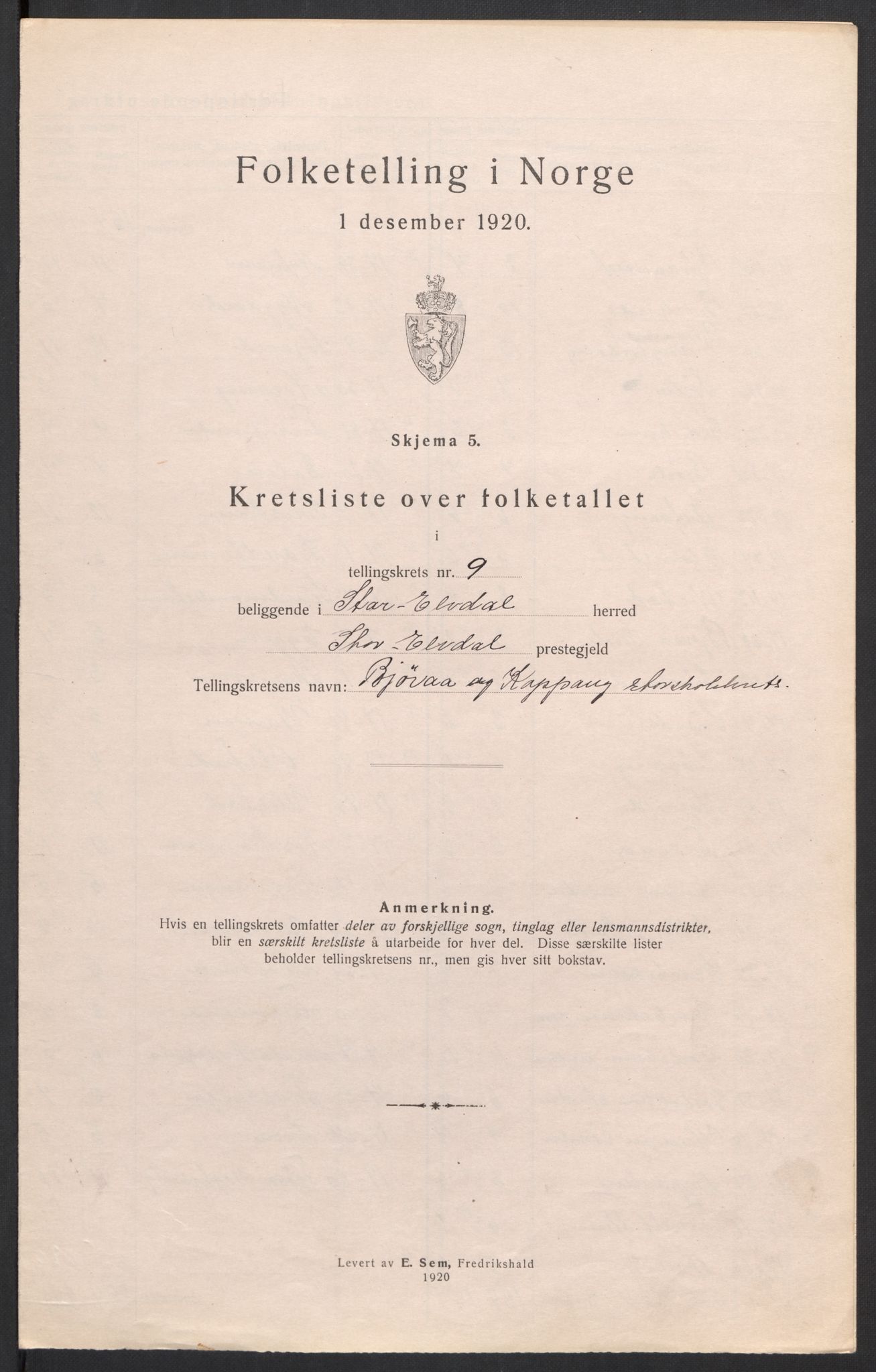 SAH, 1920 census for Stor-Elvdal, 1920, p. 36
