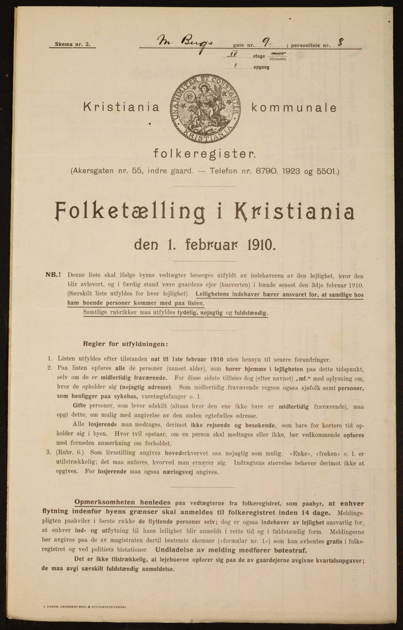 OBA, Municipal Census 1910 for Kristiania, 1910, p. 57204