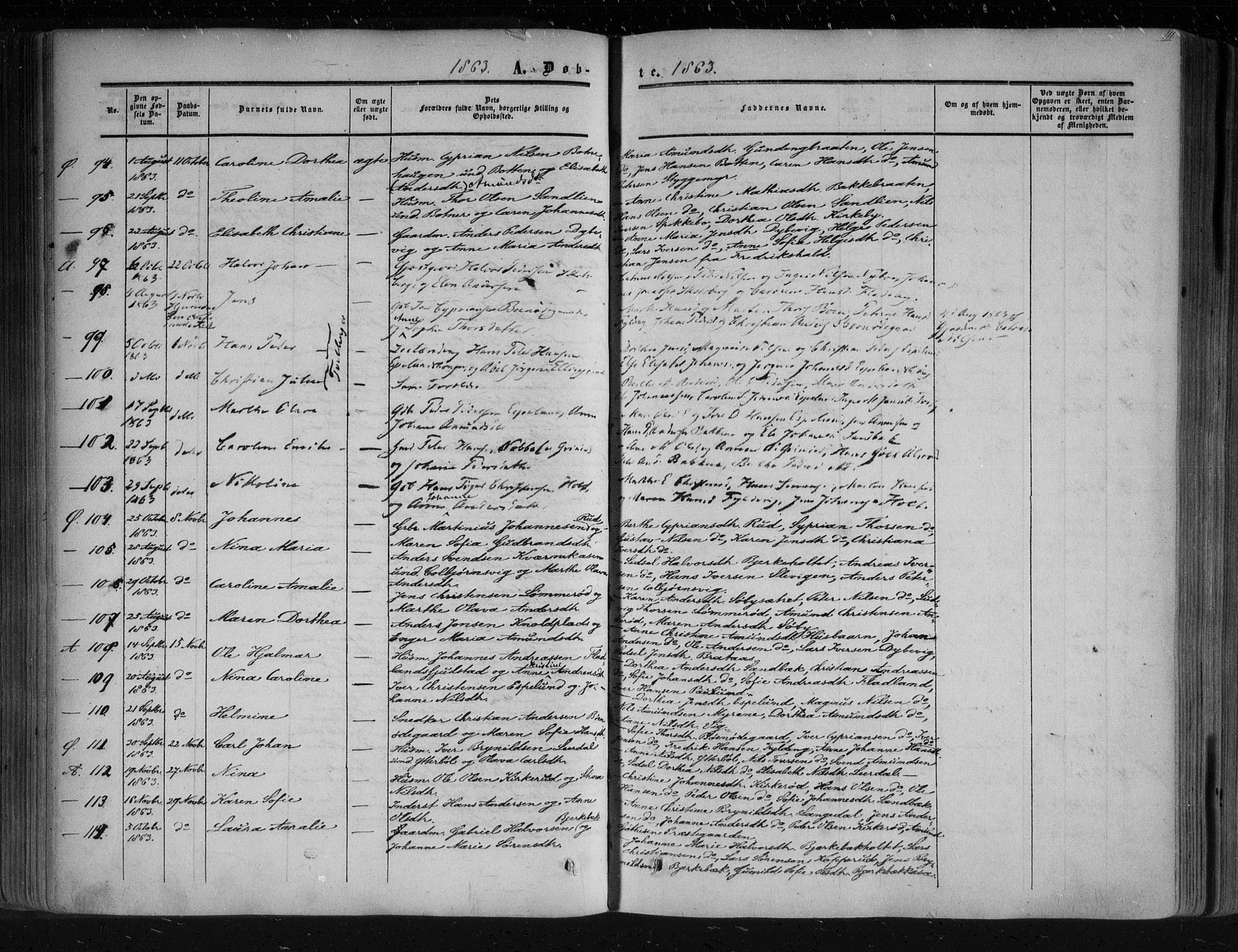 Aremark prestekontor Kirkebøker, SAO/A-10899/F/Fc/L0003: Parish register (official) no. III 3, 1850-1865, p. 111