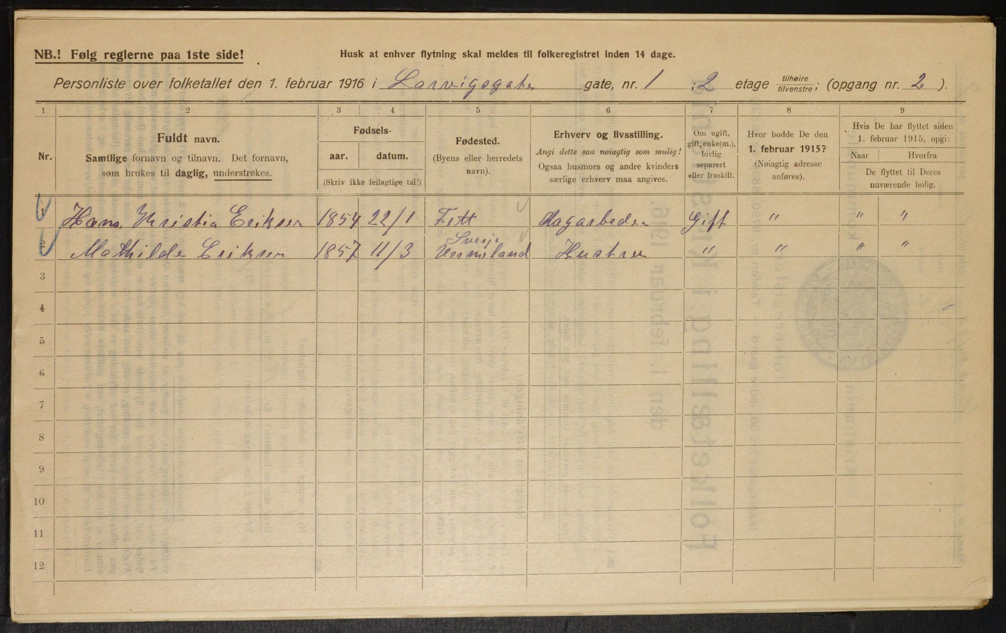 OBA, Municipal Census 1916 for Kristiania, 1916, p. 58379