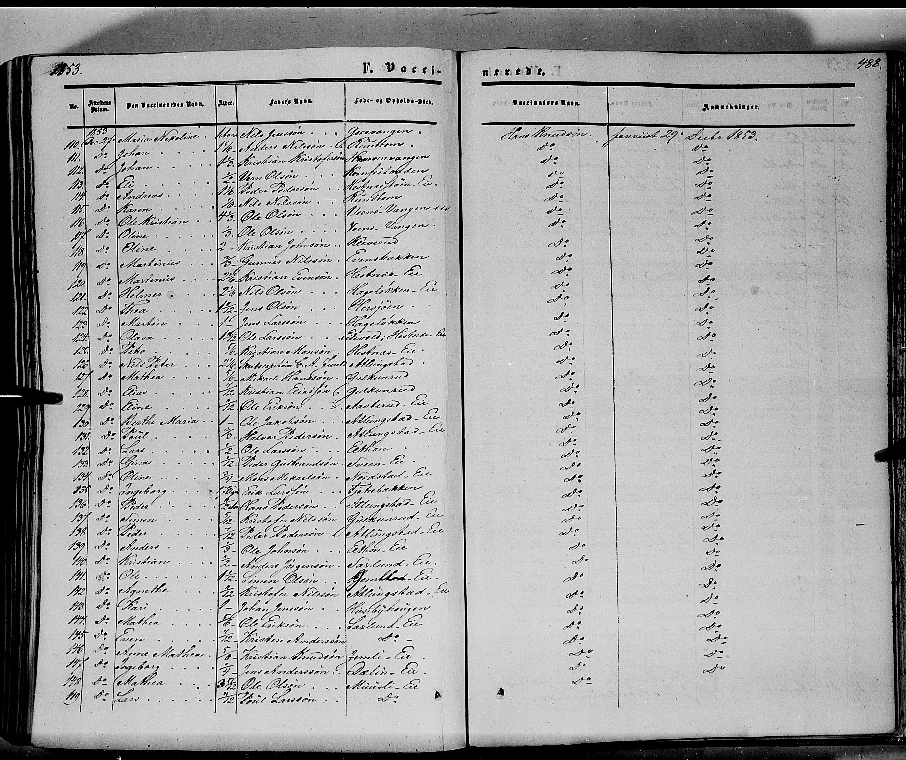 Stange prestekontor, AV/SAH-PREST-002/K/L0012: Parish register (official) no. 12, 1852-1862, p. 488