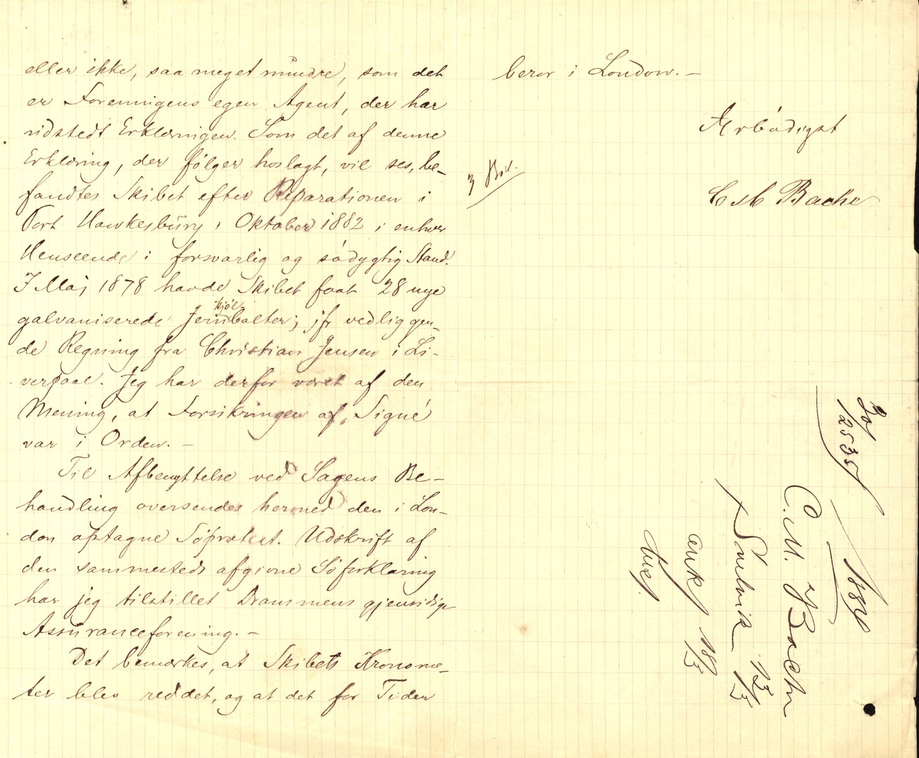 Pa 63 - Østlandske skibsassuranceforening, VEMU/A-1079/G/Ga/L0017/0005: Havaridokumenter / Signe, Hurra, Activ, Sjofna, Senior, Scandia, 1884, p. 34