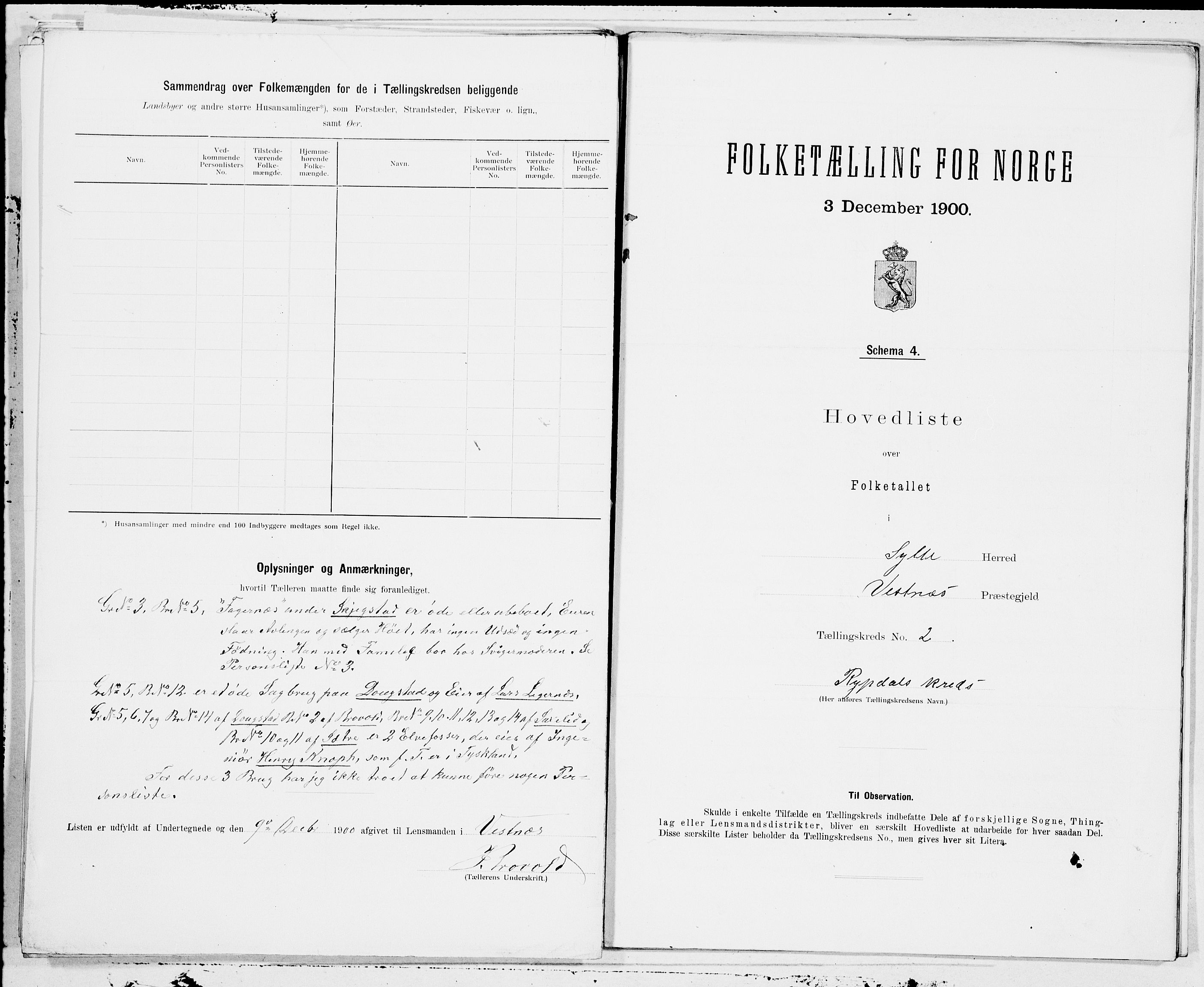 SAT, 1900 census for Sylte, 1900, p. 4