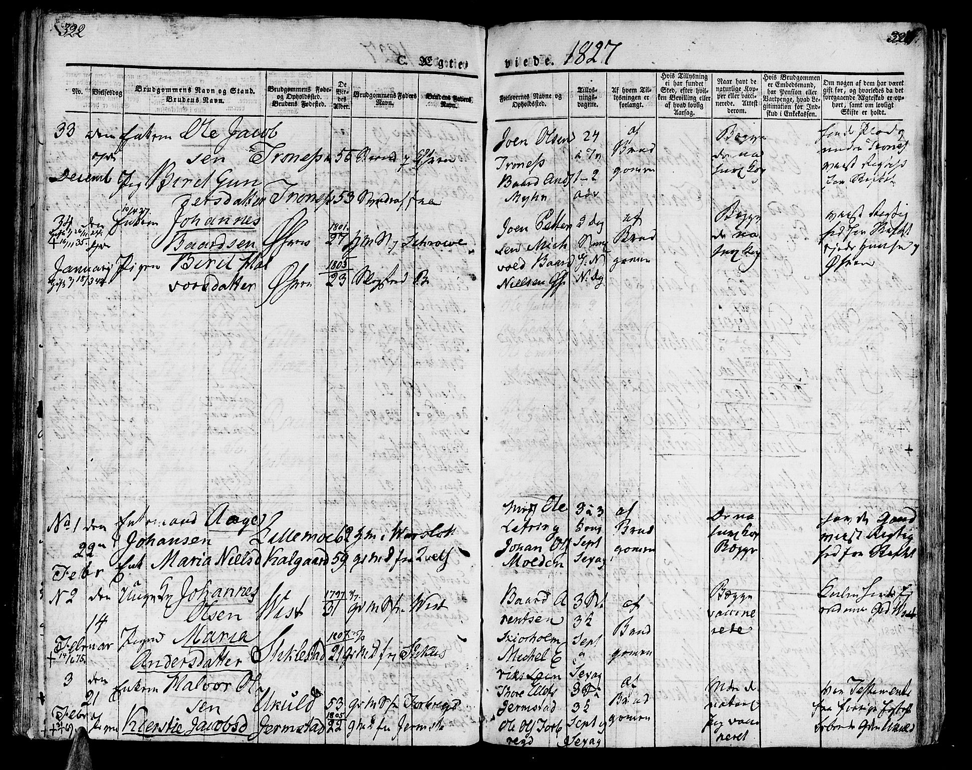 Ministerialprotokoller, klokkerbøker og fødselsregistre - Nord-Trøndelag, SAT/A-1458/723/L0237: Parish register (official) no. 723A06, 1822-1830, p. 322-323