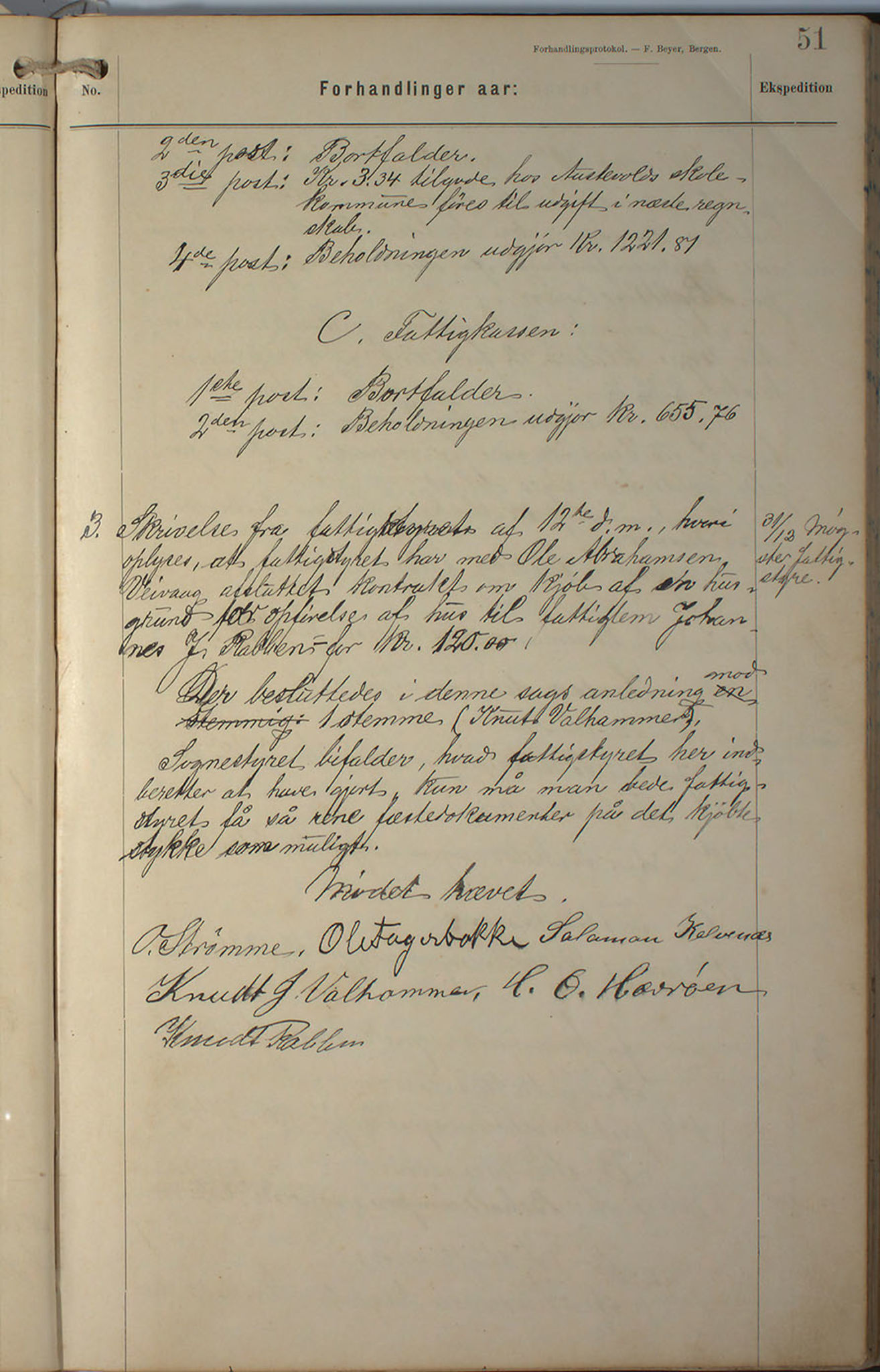 Austevoll kommune. Formannskapet, IKAH/1244-021/A/Aa/L0002a: Møtebok for heradstyret, 1901-1910, p. 100