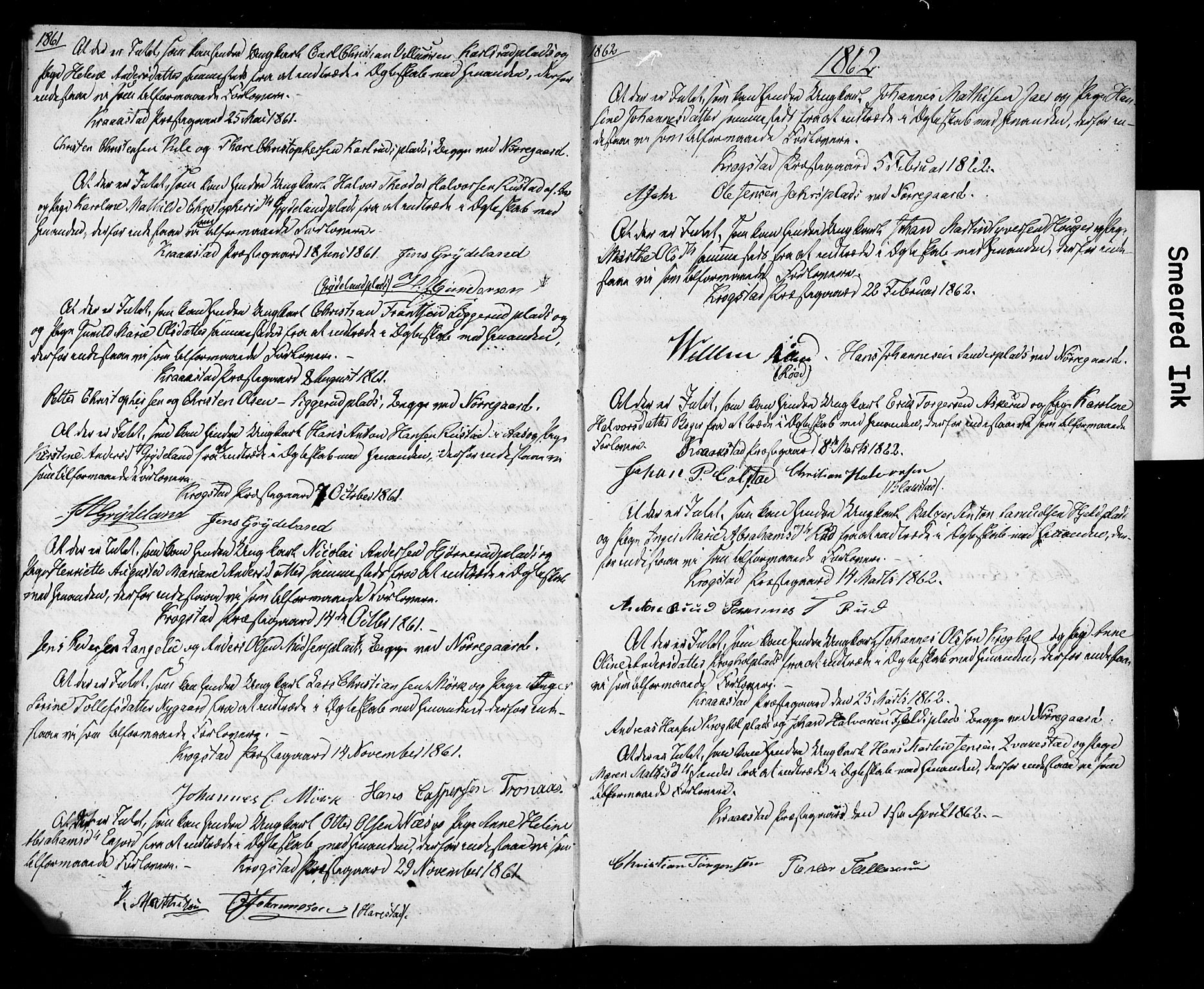 Kråkstad prestekontor Kirkebøker, AV/SAO-A-10125a/K/L0001: Best man's statements no. 1, 1860-1906